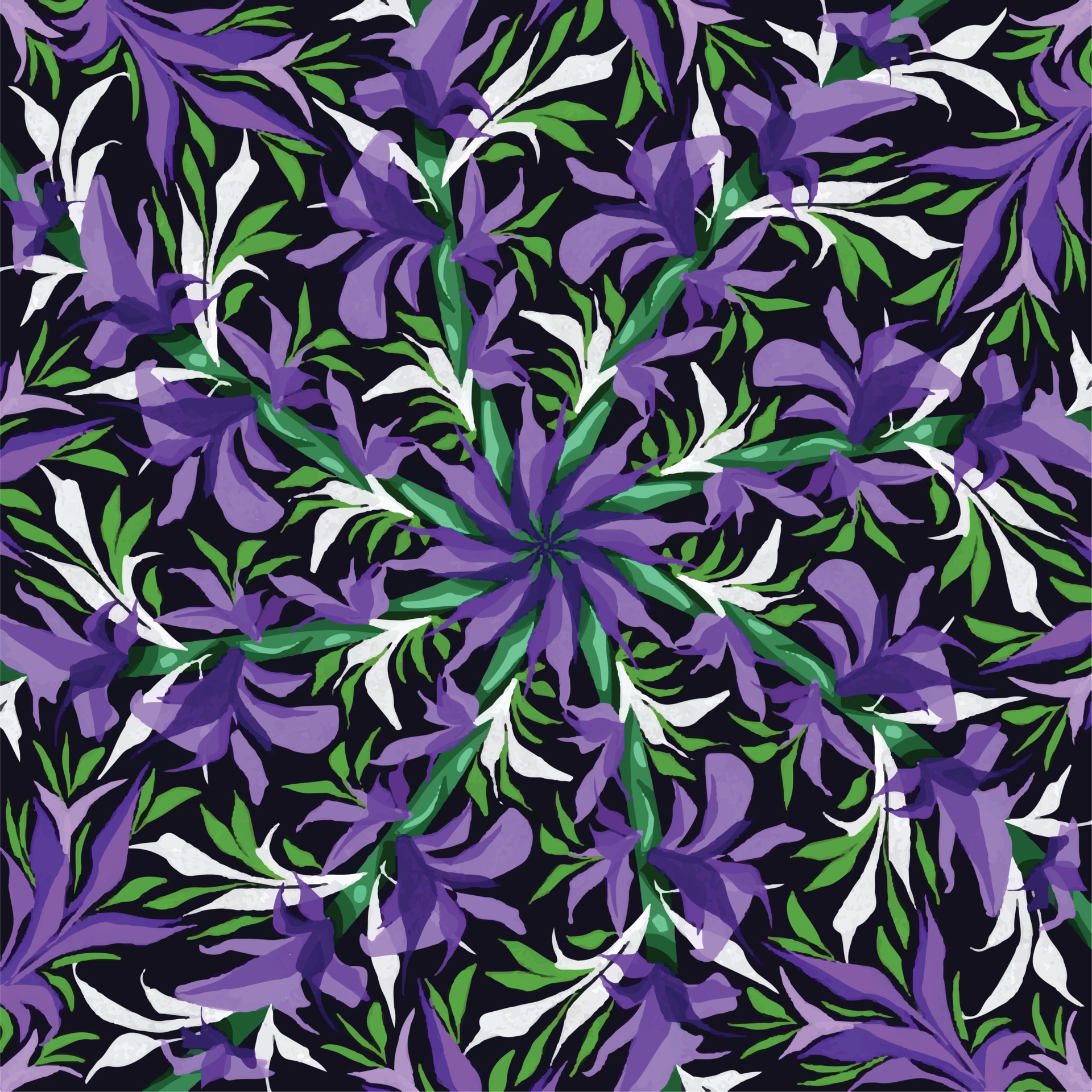 violet et blanc élégant symétrique fleurs modèle avec vert tige et