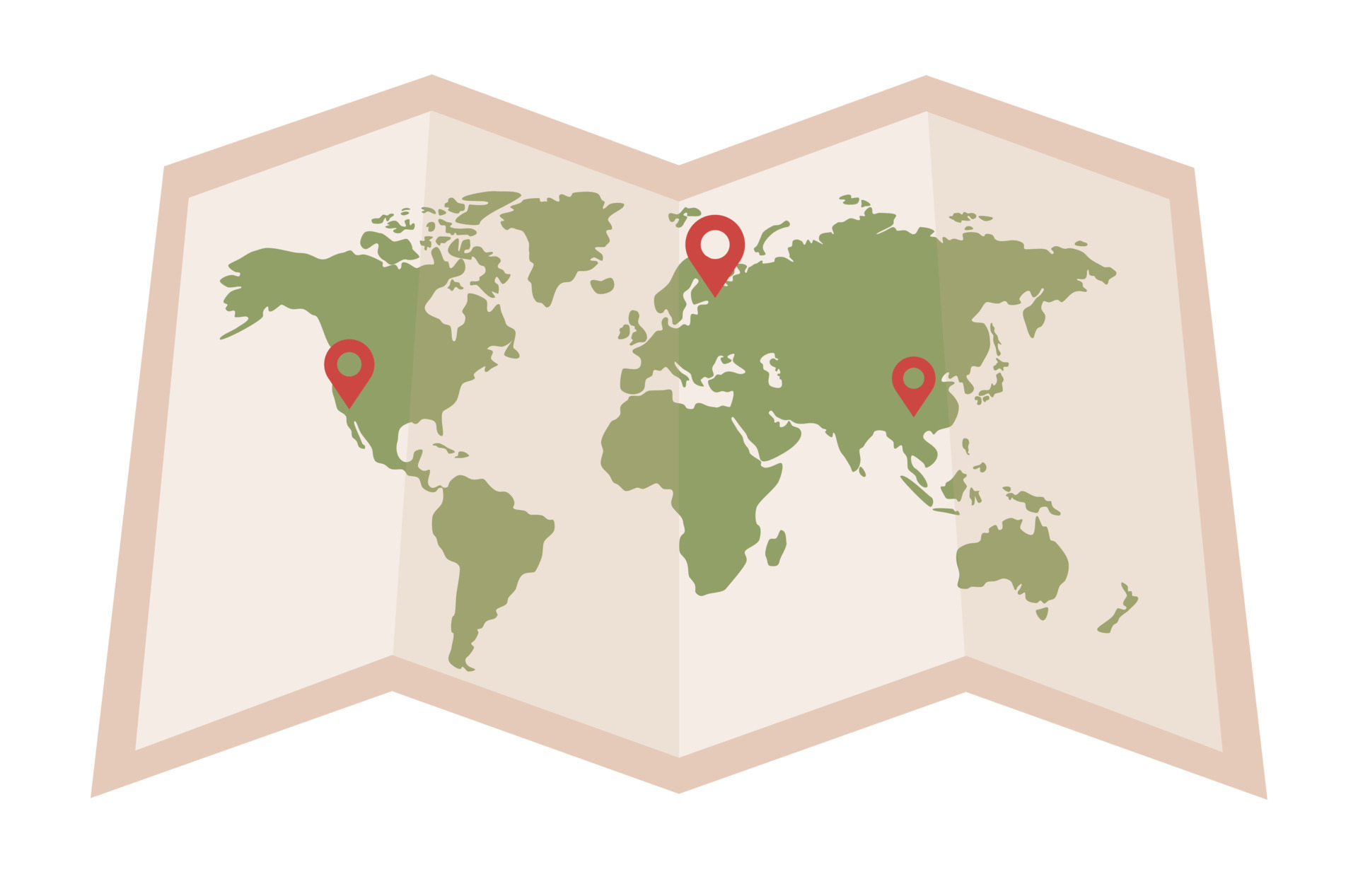 Carte Du Monde En Papier Plié Avec épingle Rouge