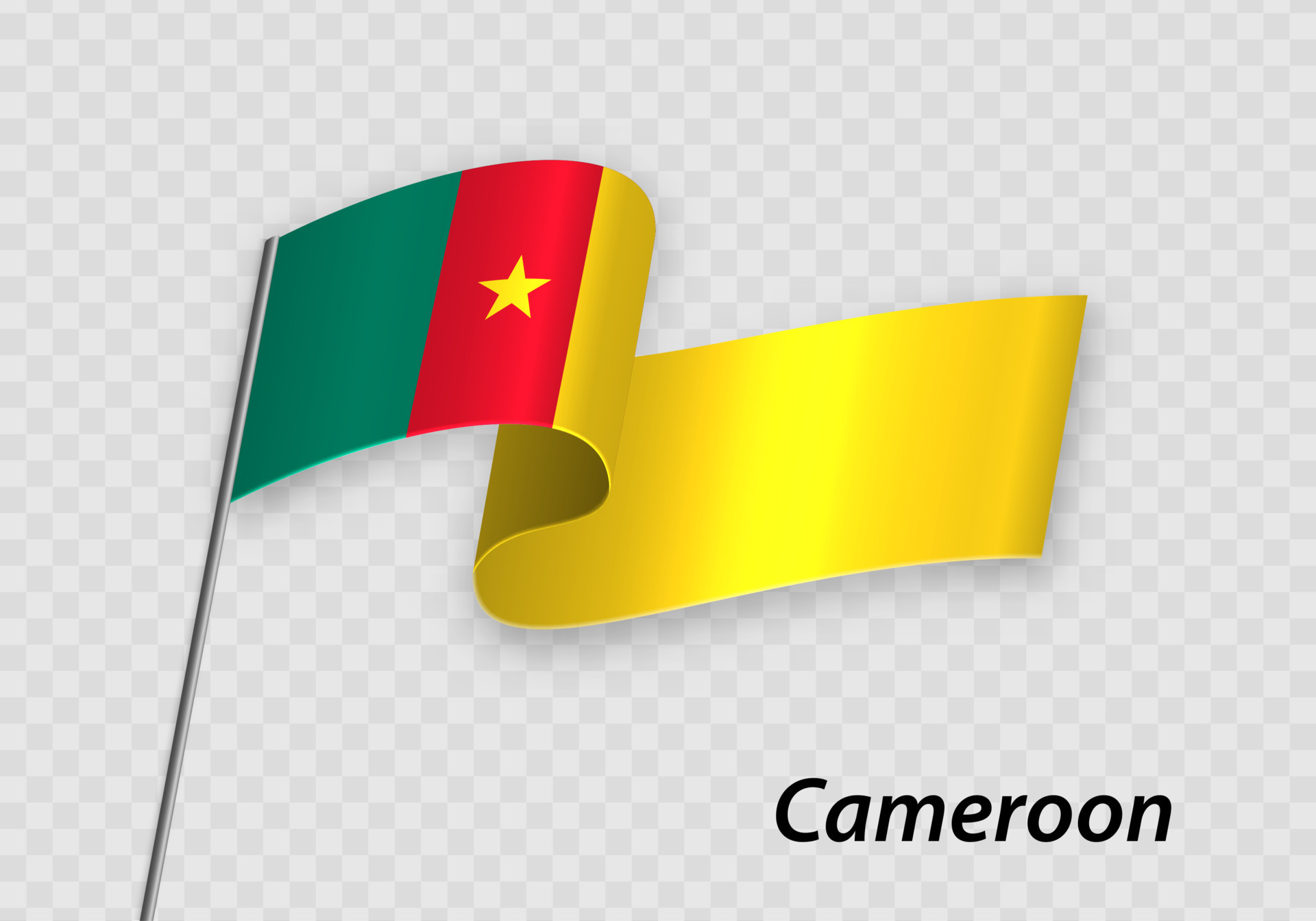 Agitant Le Drapeau Du Cameroun Sur Fond Blanc.