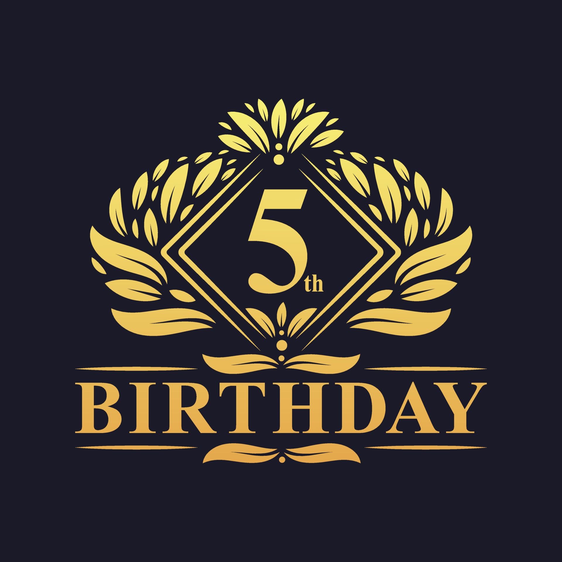 Logo d'anniversaire de 5 ans, célébration du 5ème anniversaire d'or de luxe  2269889 Art vectoriel chez Vecteezy