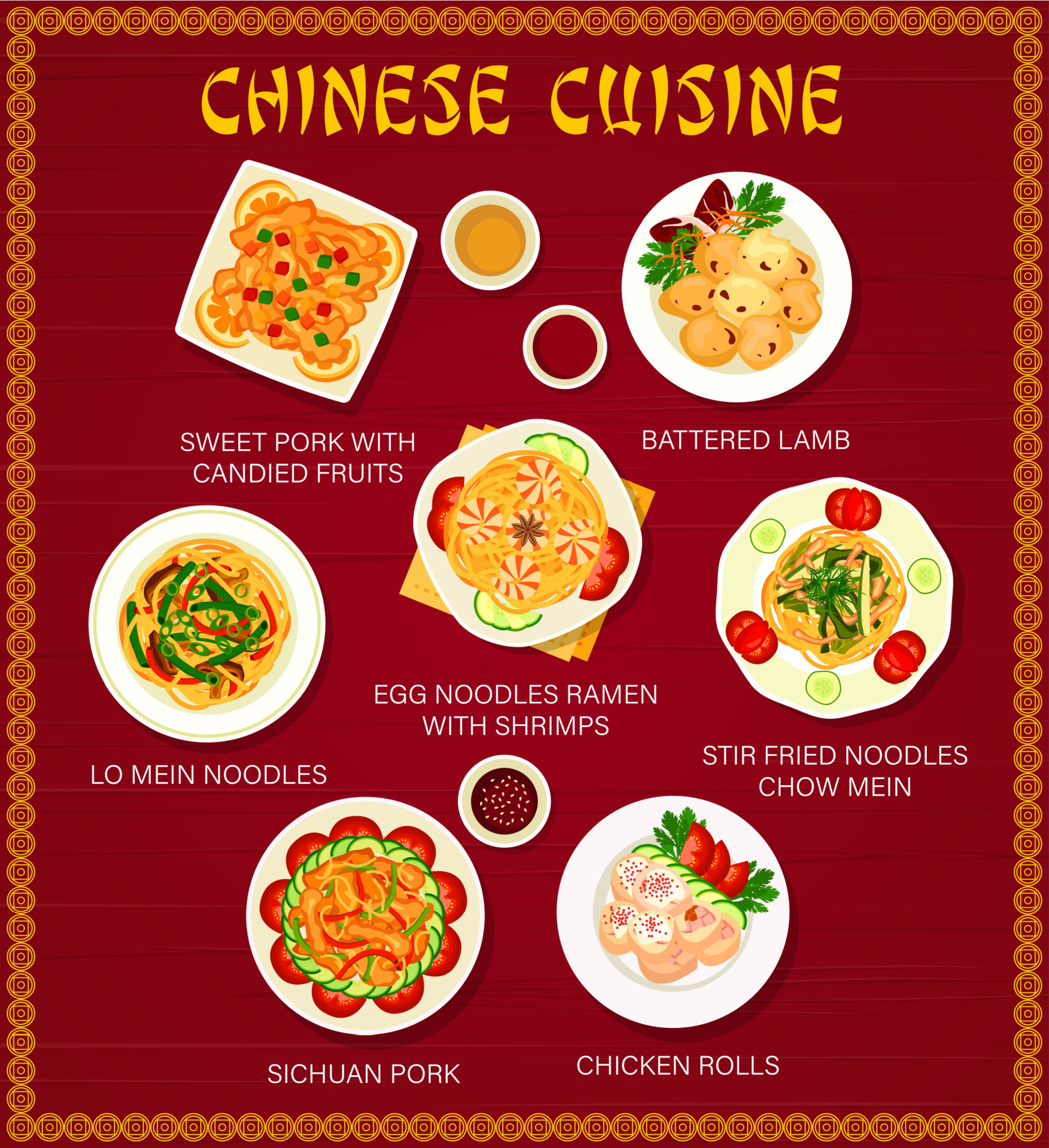 Couverture De Menu De Restaurant Chinois Avec Cuisine Asiatique