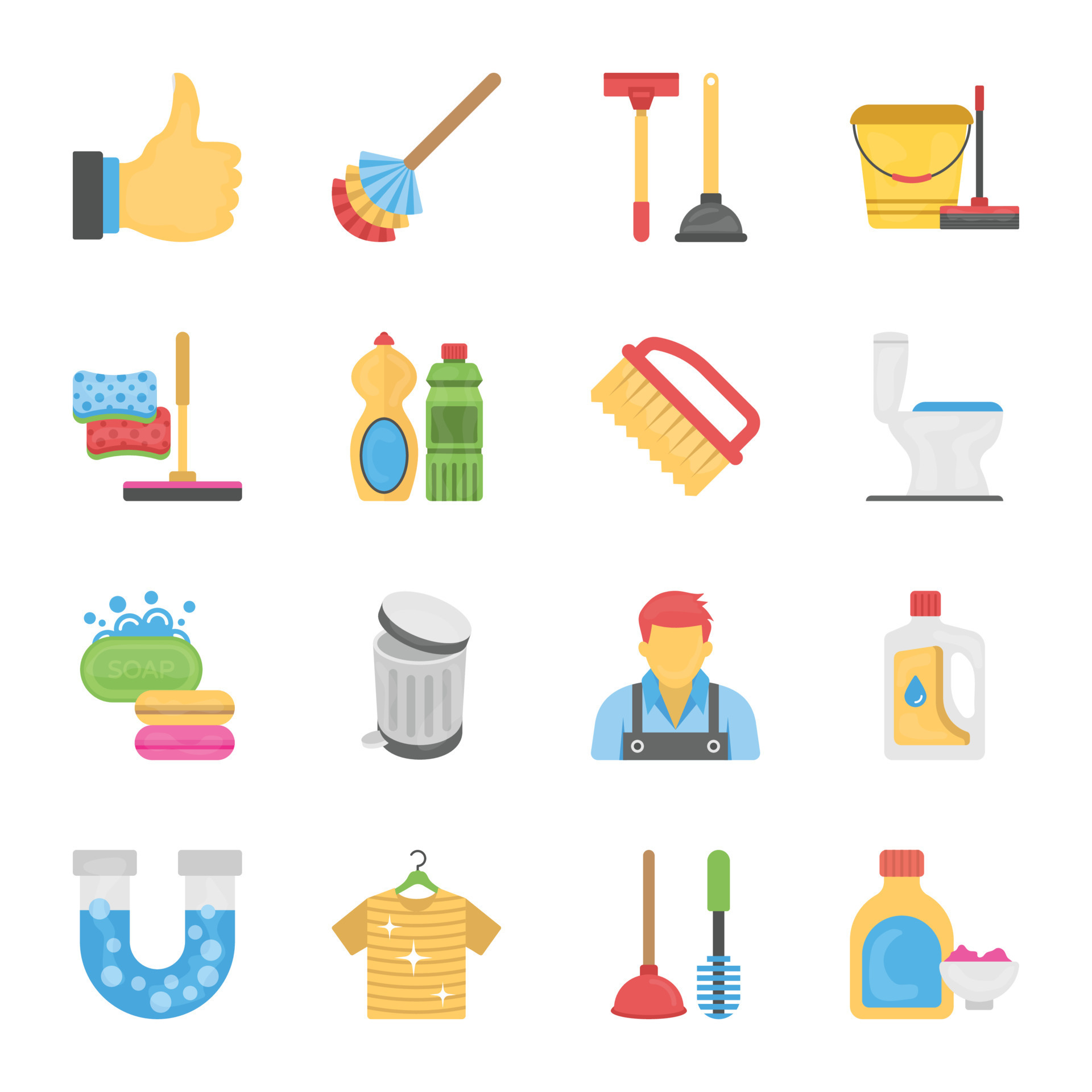 ensemble de nettoyage équipement. Ménage nettoyage un service outils  vecteur illustration 21488635 Art vectoriel chez Vecteezy