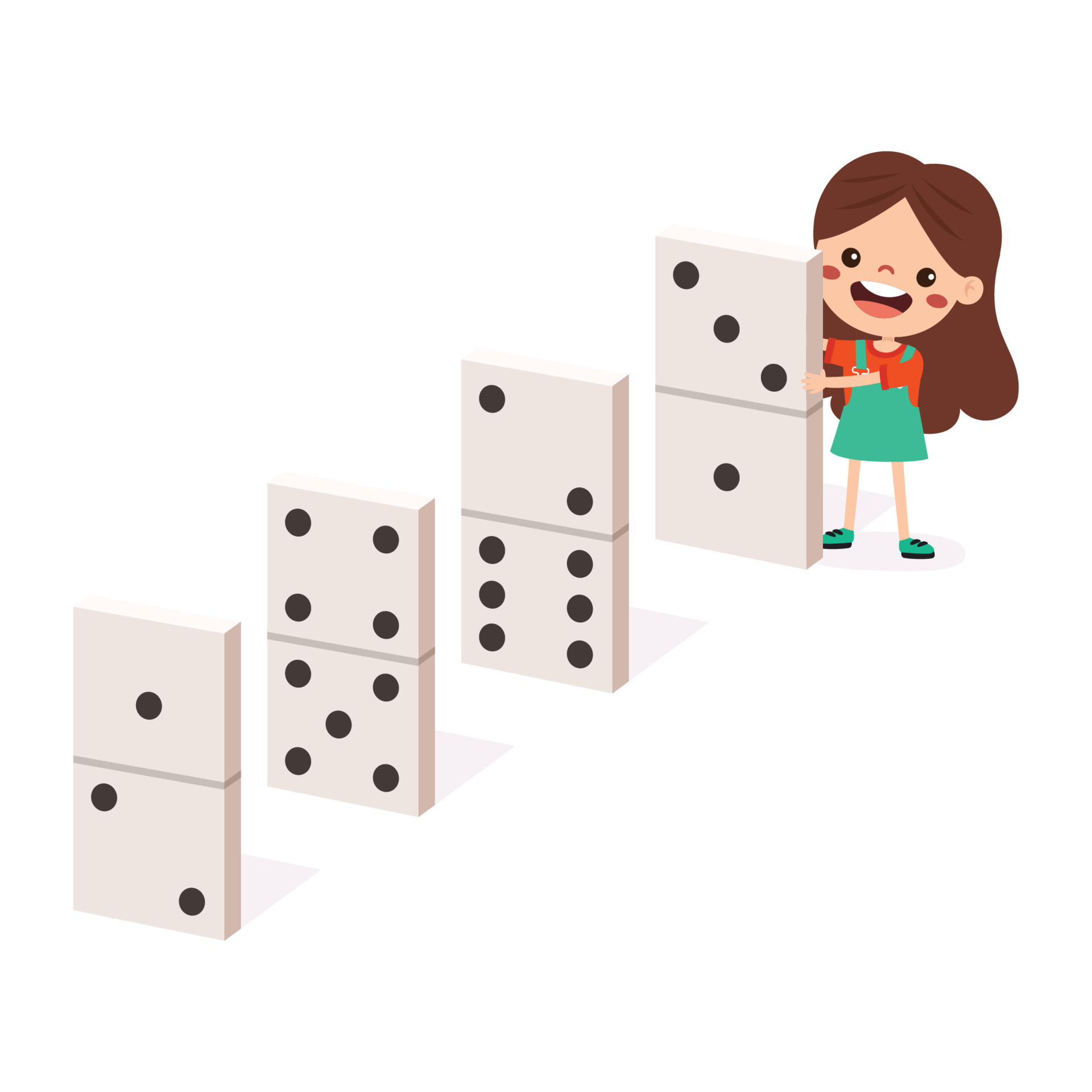 dessin animé enfant en jouant avec domino 24552440 Art vectoriel