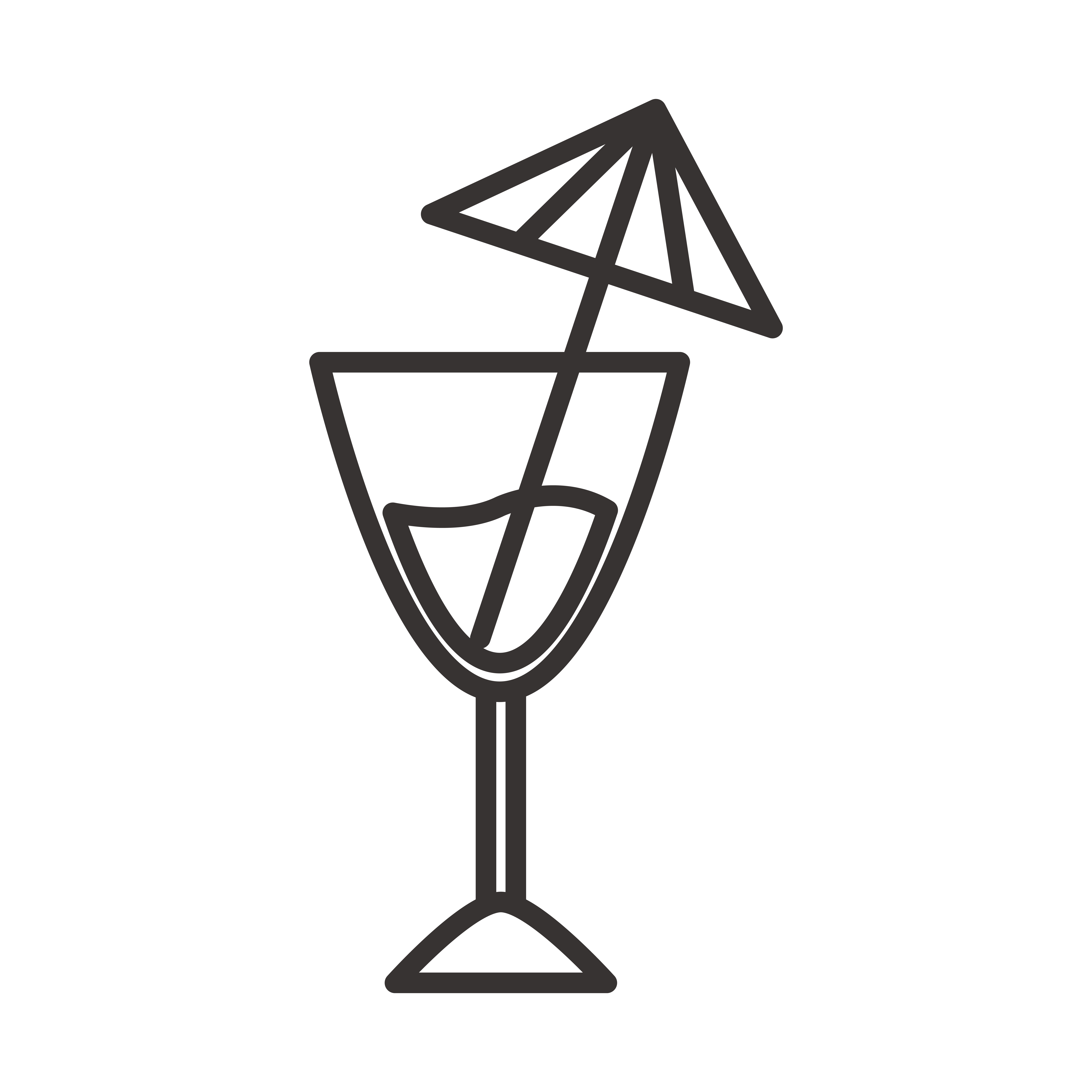 cocktail avec parapluie, olive et paille dans un style plat. icône