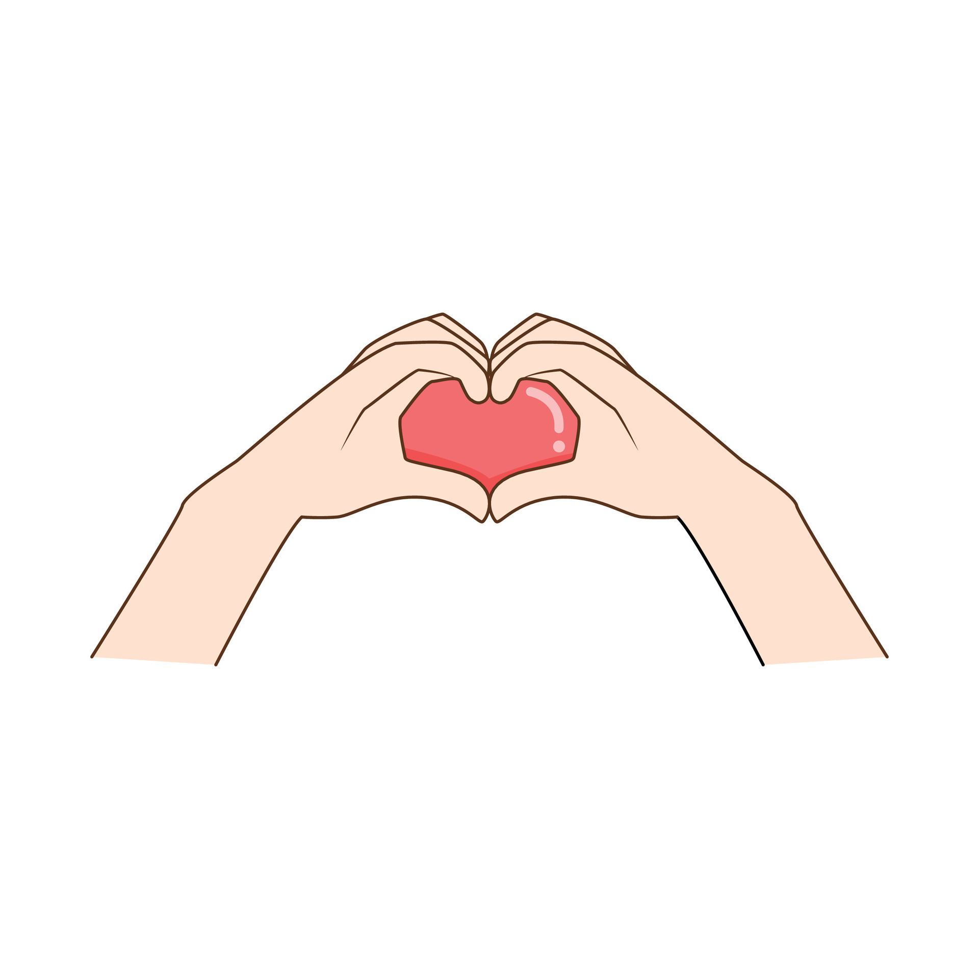 mini cœur et l'amour symbole icône concept par main et les doigts