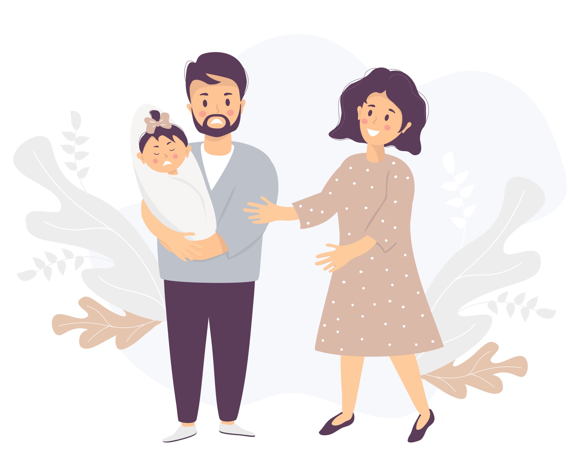 Vie De Famille Un Homme Triste Tient Un Bebe Qui Pleure Dans Ses Bras A Proximite Une Femme Sourit Et Reconforte Telecharger Vectoriel Gratuit Clipart Graphique Vecteur Dessins Et Pictogramme Gratuit