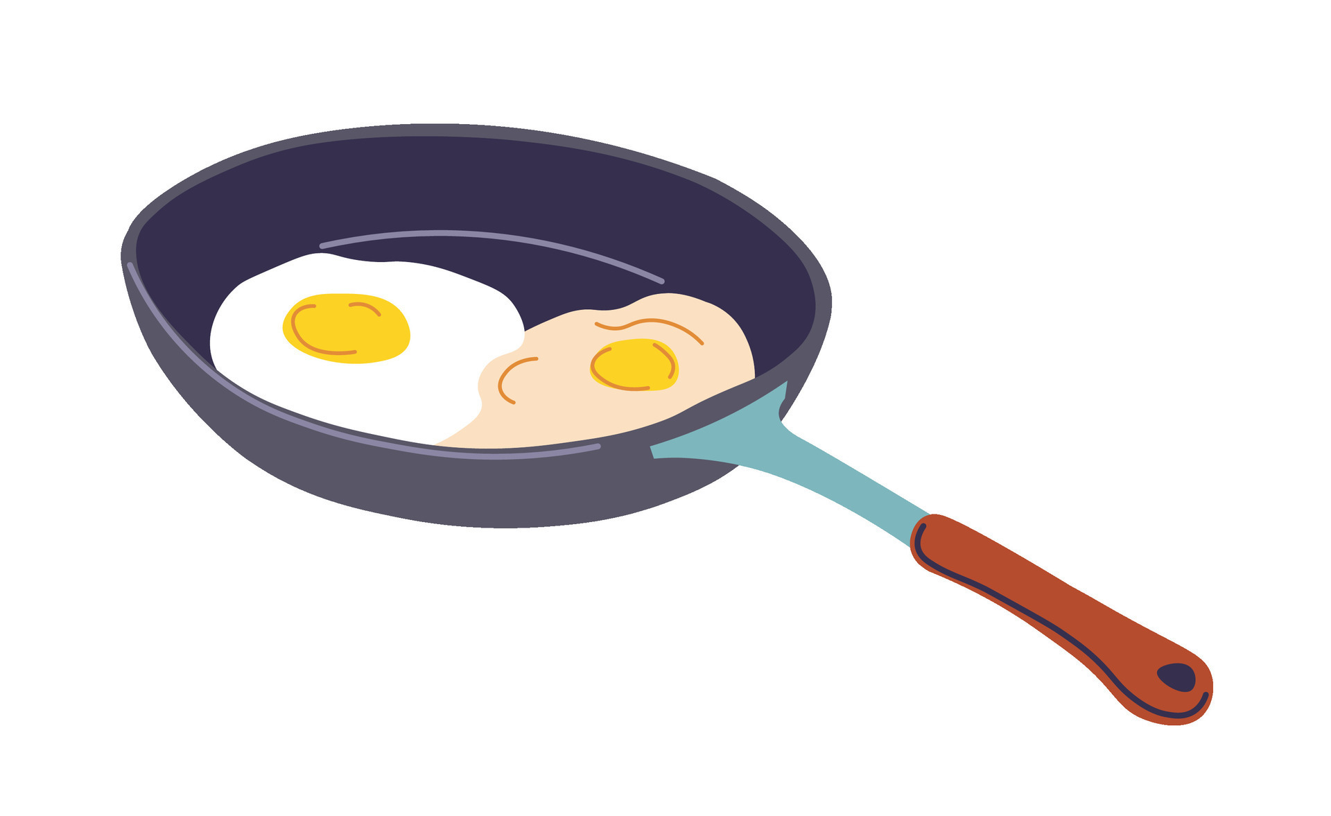 illustration vectorielle d'oeufs brouillés dans une poêle à frire. style  dessiné. œuf au plat dans une casserole. illustration de petit-déjeuner aux  œufs. omelette de lettrage. 6655601 Art vectoriel chez Vecteezy