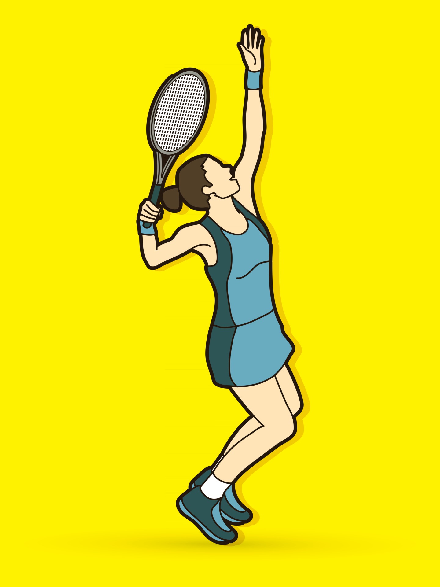 joueur de tennis femme servir action 2681457 Art vectoriel chez Vecteezy