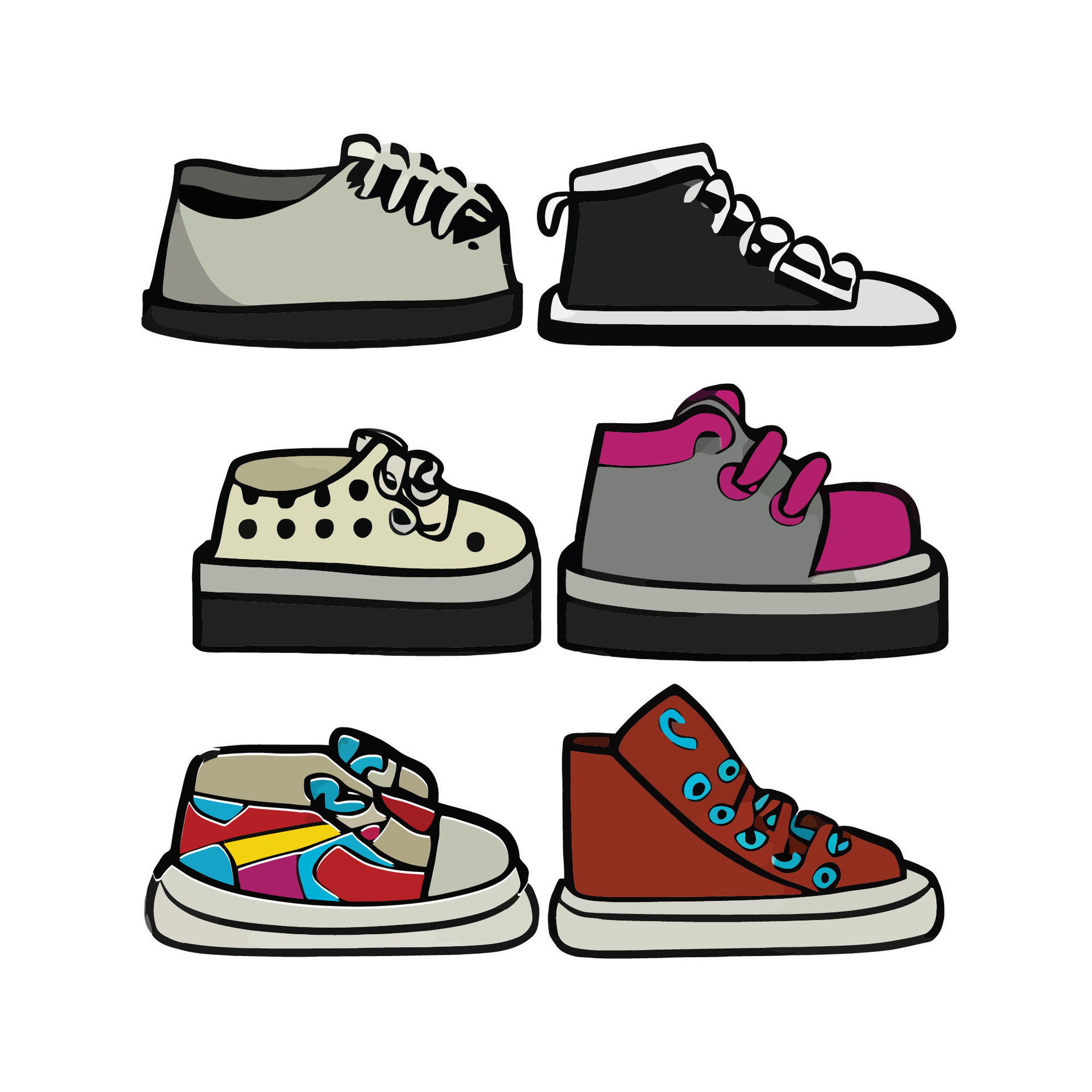 vecteur illustration dessin animé chaussures. main tiré impression avec  contour. des chaussures de moderne adolescents patineurs. isolé sur blanc  Contexte 27248203 Art vectoriel chez Vecteezy