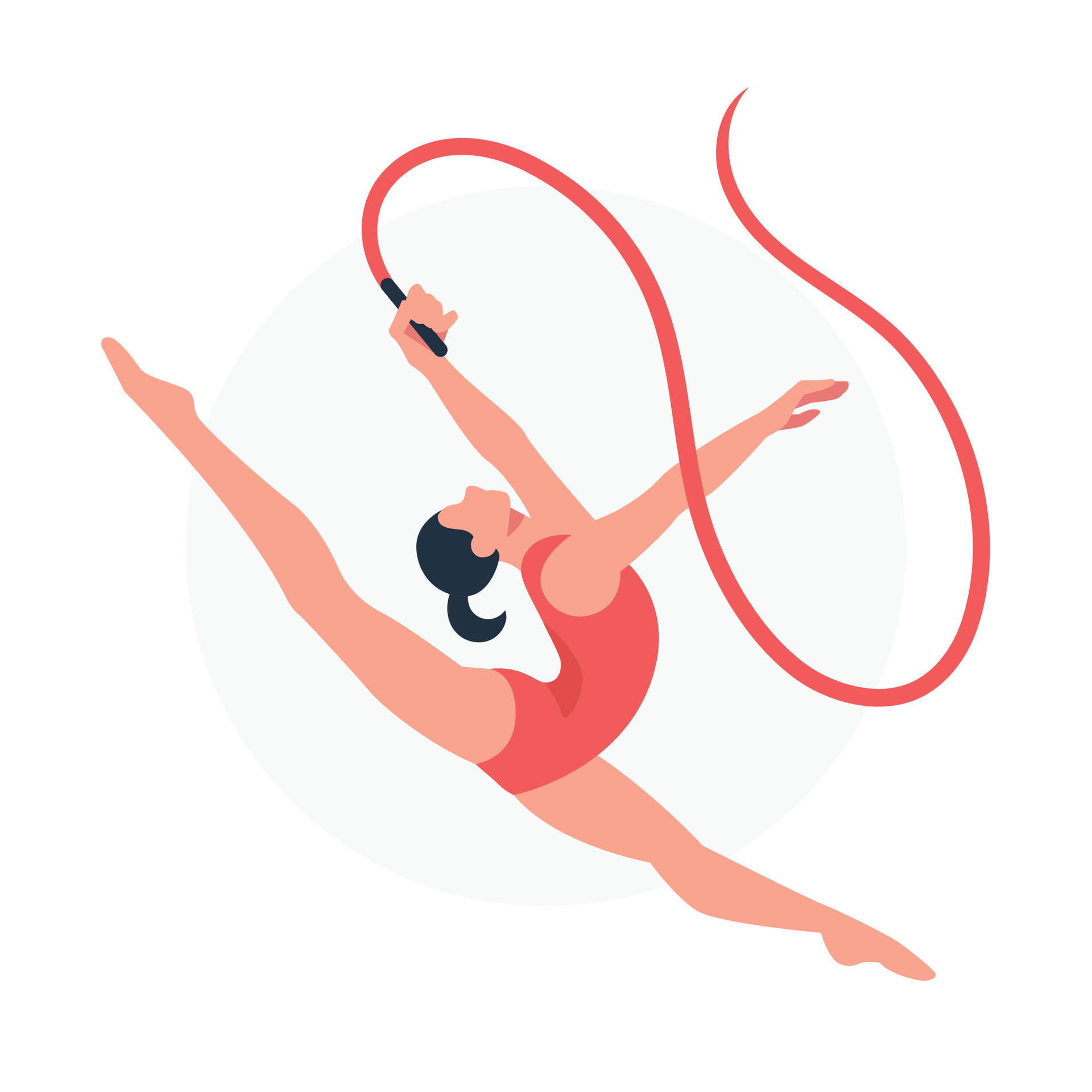 gymnastique des sports athlète vecteur illustration femelle gymnaste  performant avec ruban 28149084 Art vectoriel chez Vecteezy