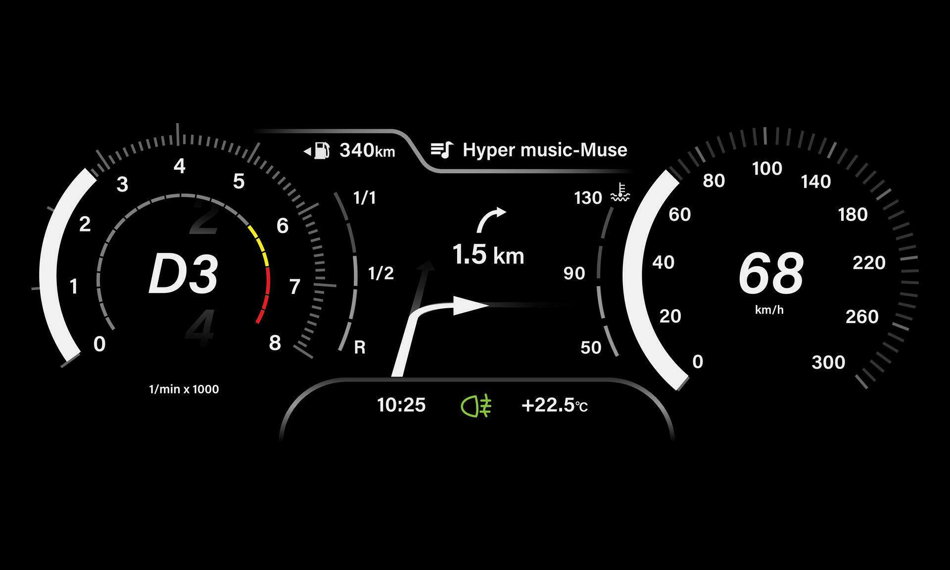 Concept De Tableau De Bord De La Voiture Électrique. Compteur De Vitesse  Numérique Sur Un Plateau En Bois. Image De Rendu 3D. Dessin Original.  Banque D'Images et Photos Libres De Droits. Image