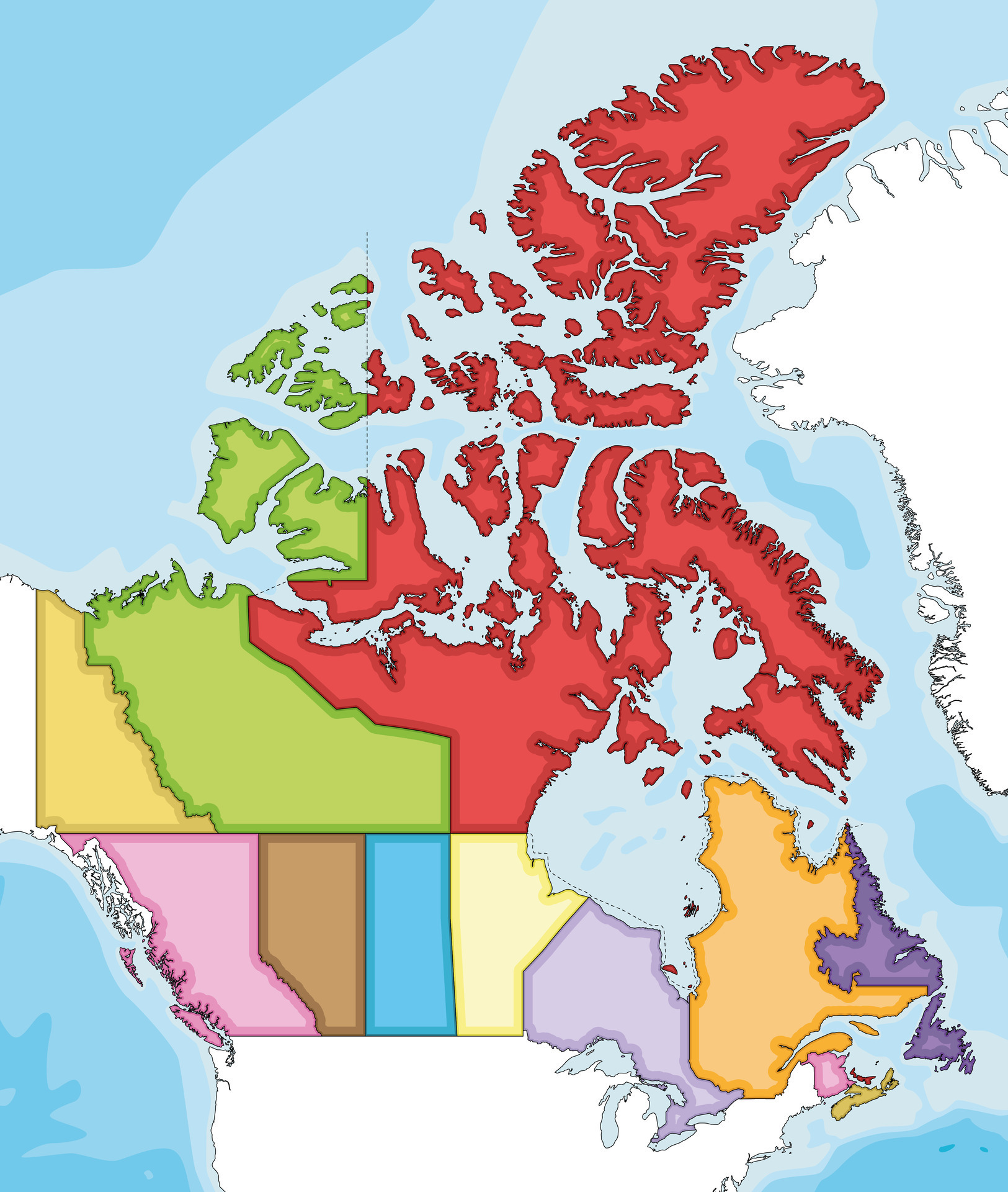 vecteur illustré Vide carte de Canada avec les provinces et