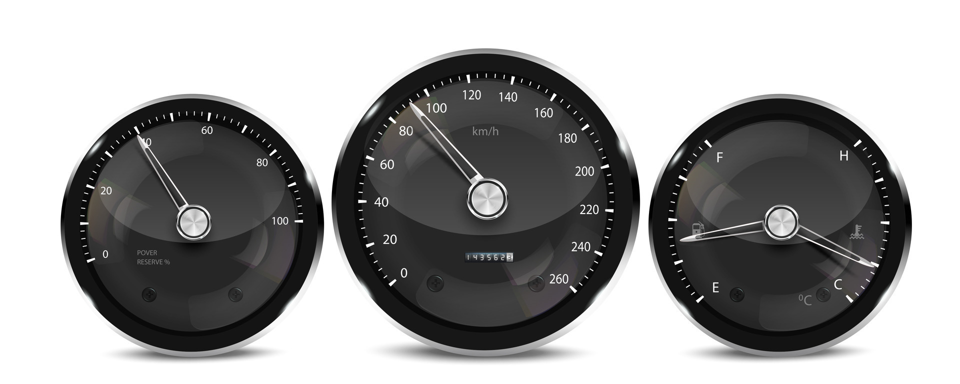 Indicateurs Numériques à Led Du Compteur De Vitesse Du Tableau De Bord De  La Voiture Pour La Température Du Carburant Et Du Moteur éléments Réalistes  Vectoriels Du Groupe D'instruments Du Tableau De