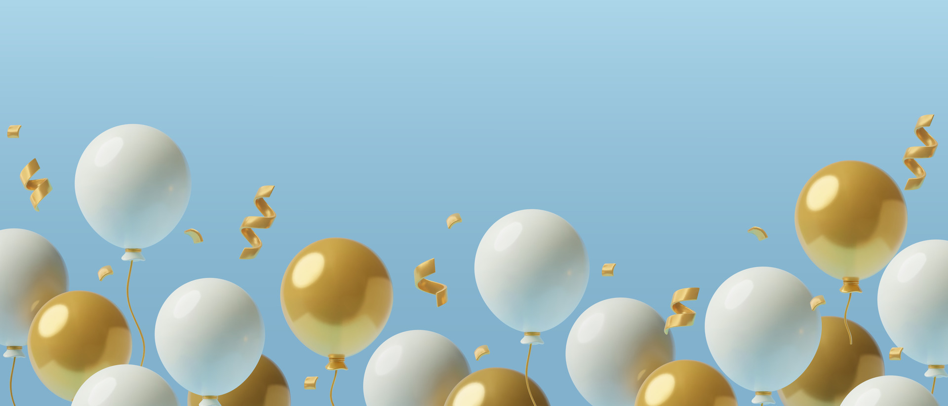 Fond D'anniversaire Avec Des Ballons 3d Sur Fond Bleu