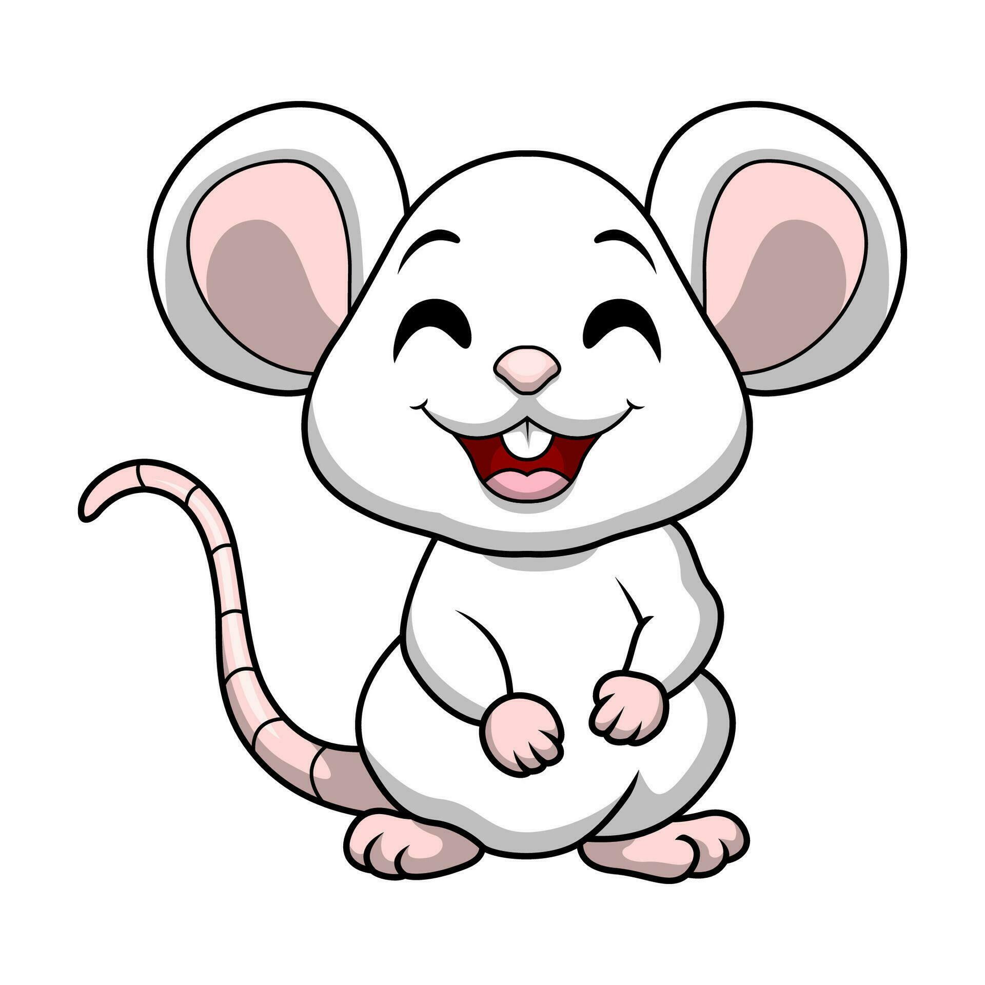 mignon petit dessin animé de souris blanche assis 12378388 Art vectoriel  chez Vecteezy