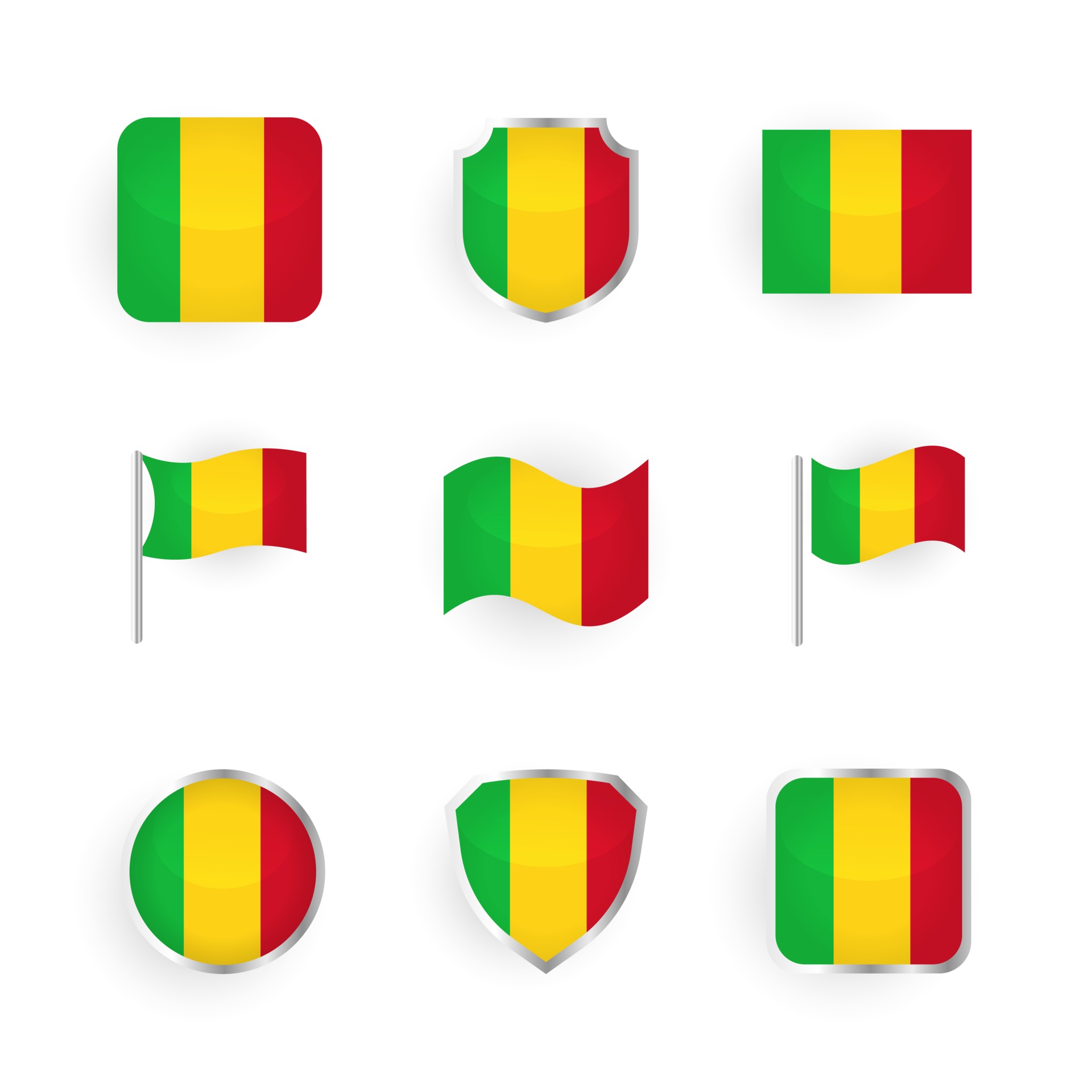 ensemble d'icônes de drapeau mali 2965573 Art vectoriel chez Vecteezy