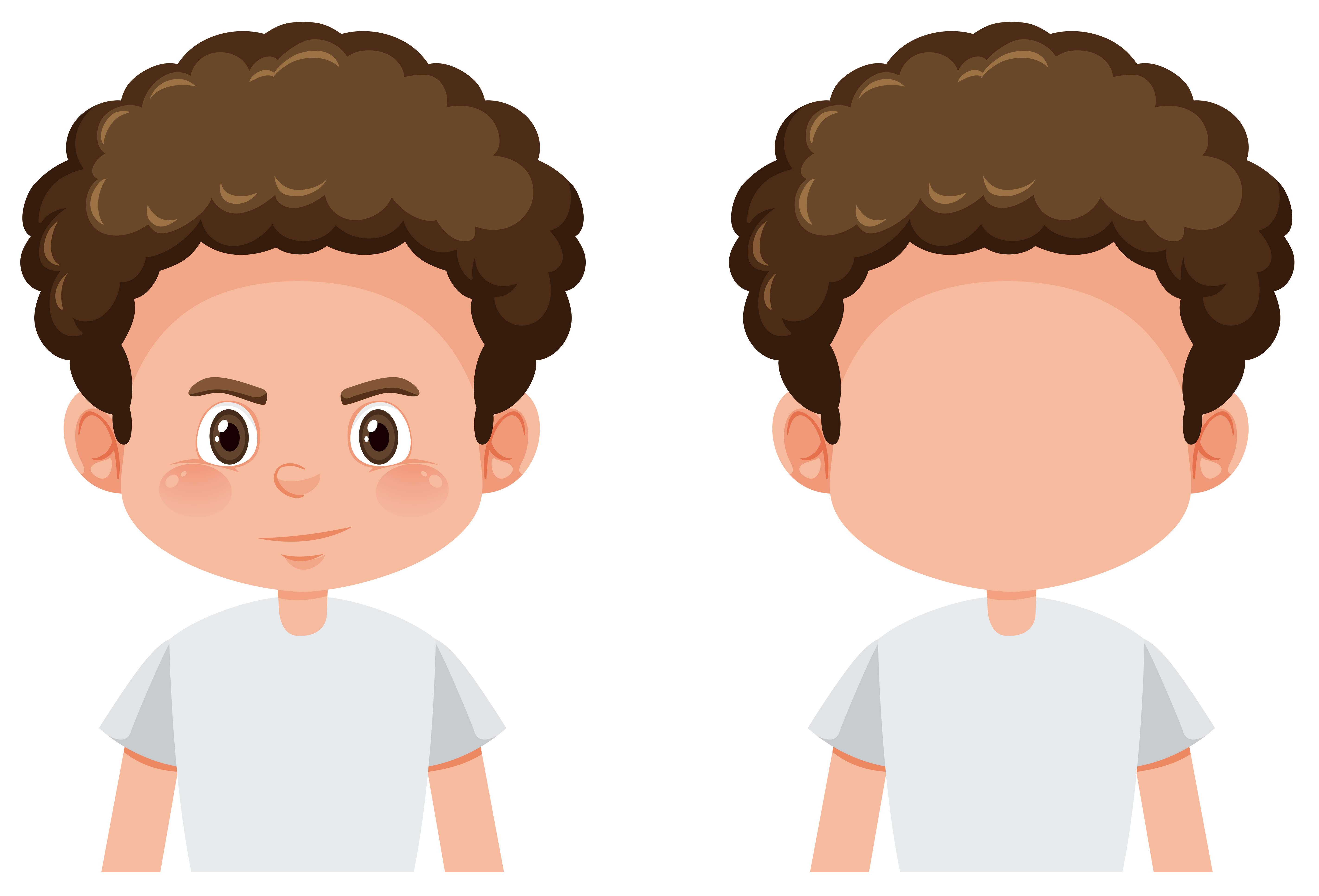 Cartoon Kid with Curly Blue Hair - wide 3