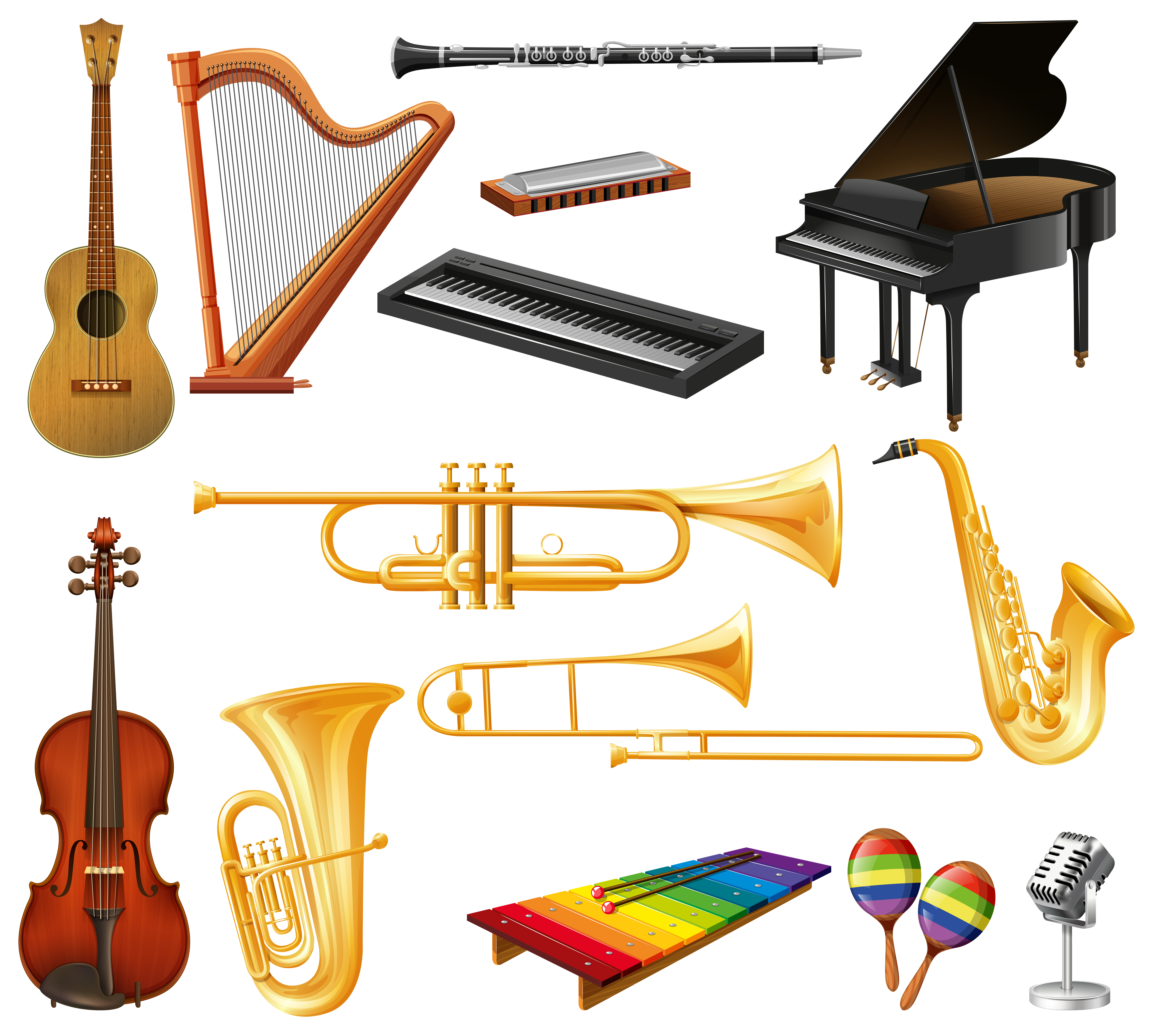 Différents types d'instruments de musique 299971 Art vectoriel
