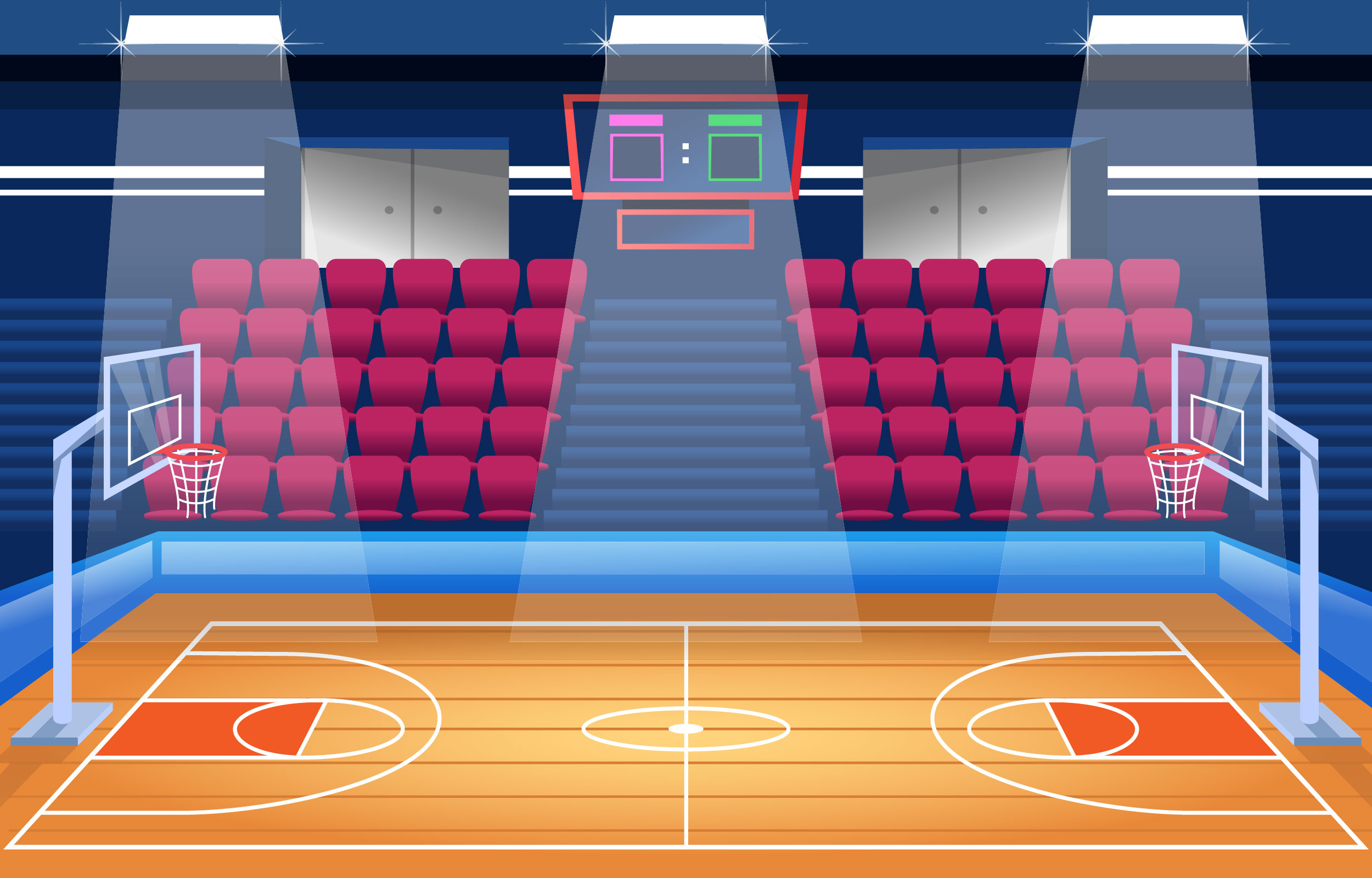 fond de dessin animé de stade intérieur de basket-ball 3053700