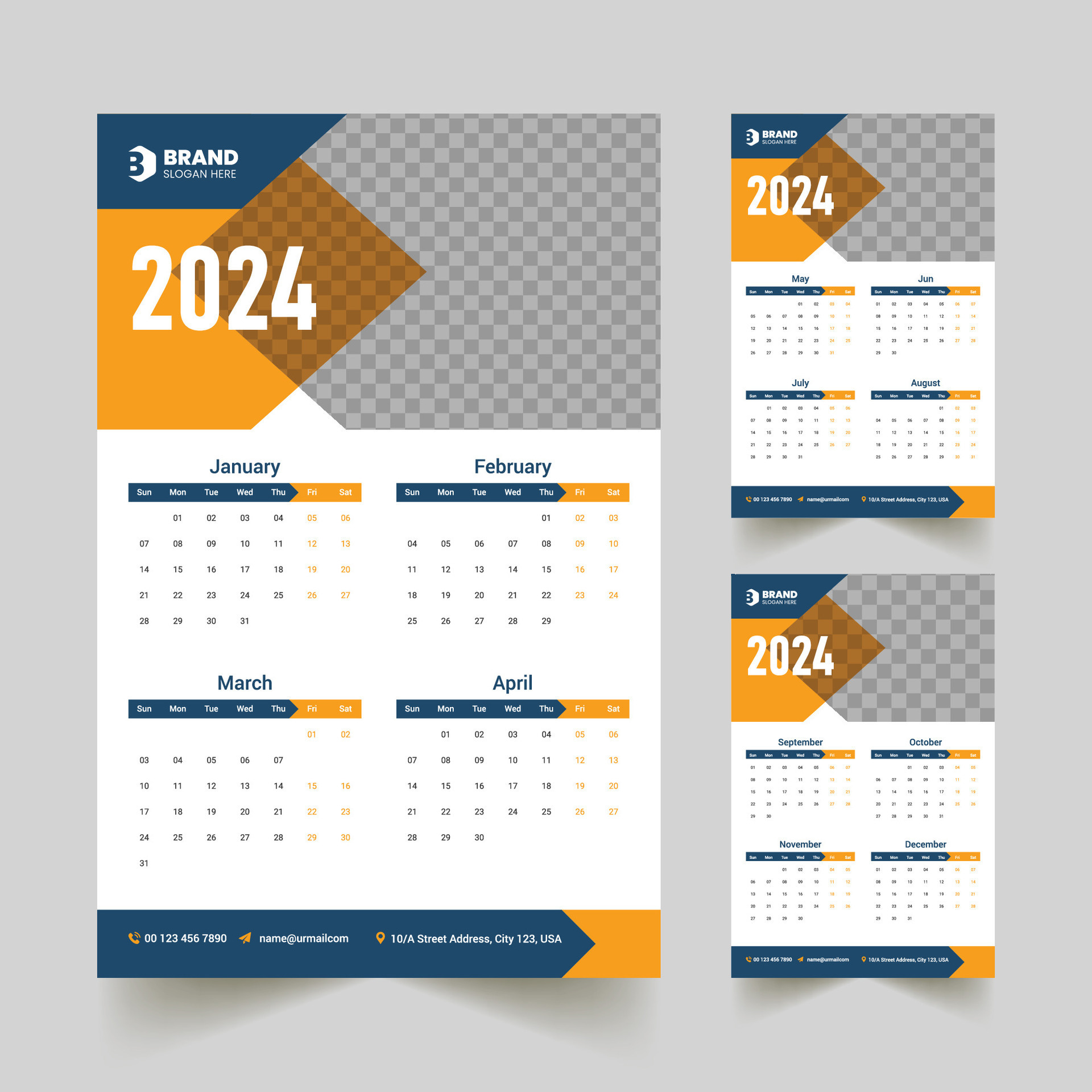 Conception du calendrier mural 2024 #362969 - TemplateMonster