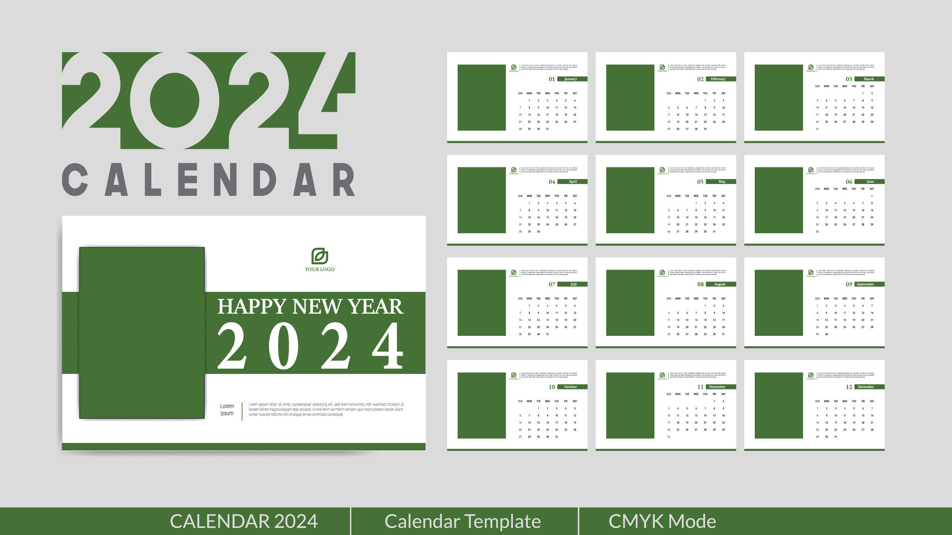 élégant et personnalisable bureau calendrier avec personnalisé espace pour  Photos, Nouveau année affaires calendrier 2024 33323535 Art vectoriel chez  Vecteezy