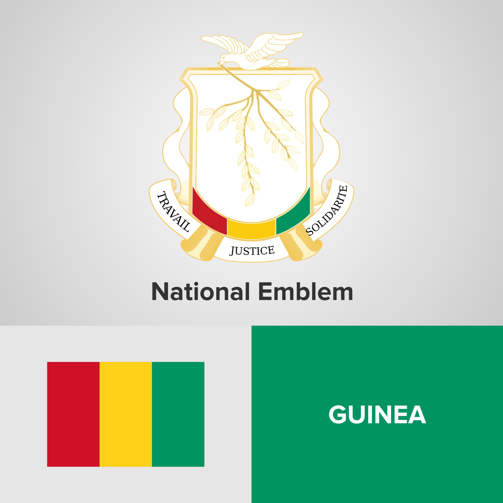 Guinée Emblème national, carte et drapeau 344245 Art vectoriel chez Vecteezy