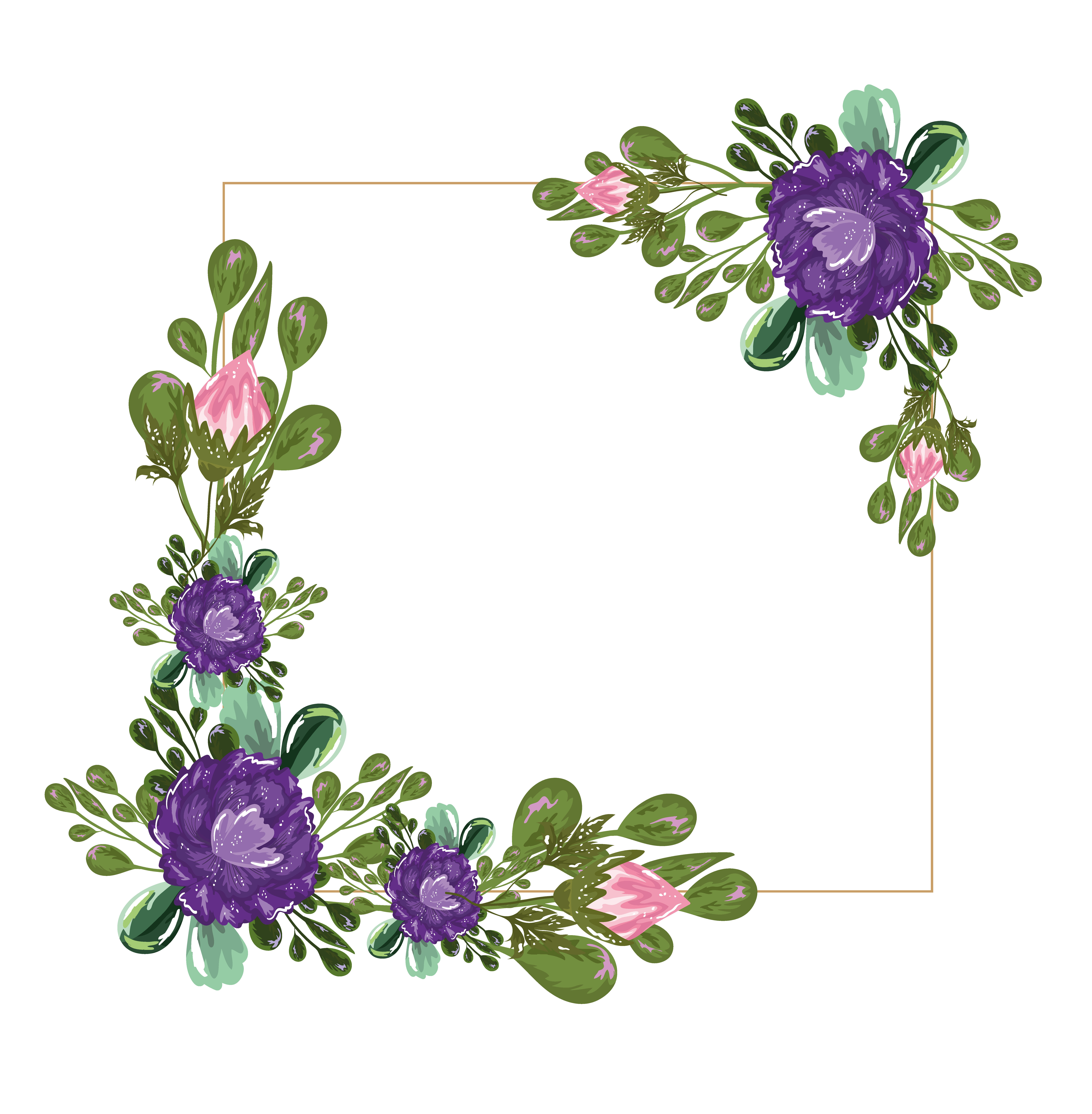 bordure de feuilles de nature florale de fleurs violettes, conception de  peinture 3746706 - Telecharger Vectoriel Gratuit, Clipart Graphique,  Vecteur Dessins et Pictogramme Gratuit