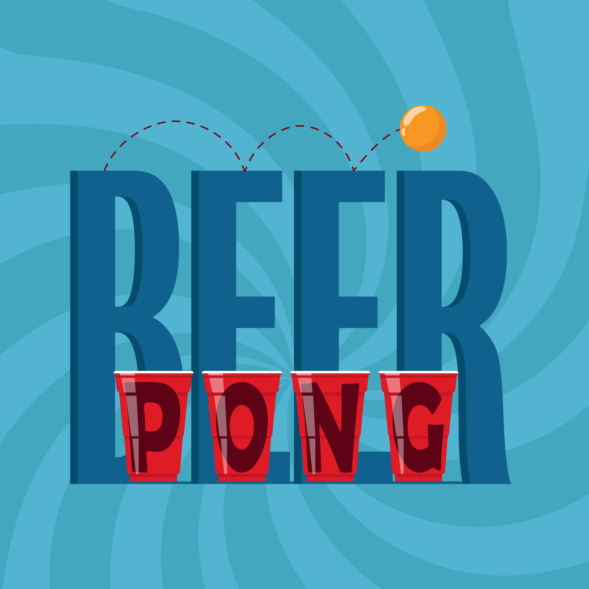 Affiche Beer Pong Avec Gobelet Et Balle En Plastique Rouge Jeu De Boisson  De Fête Traditionnel