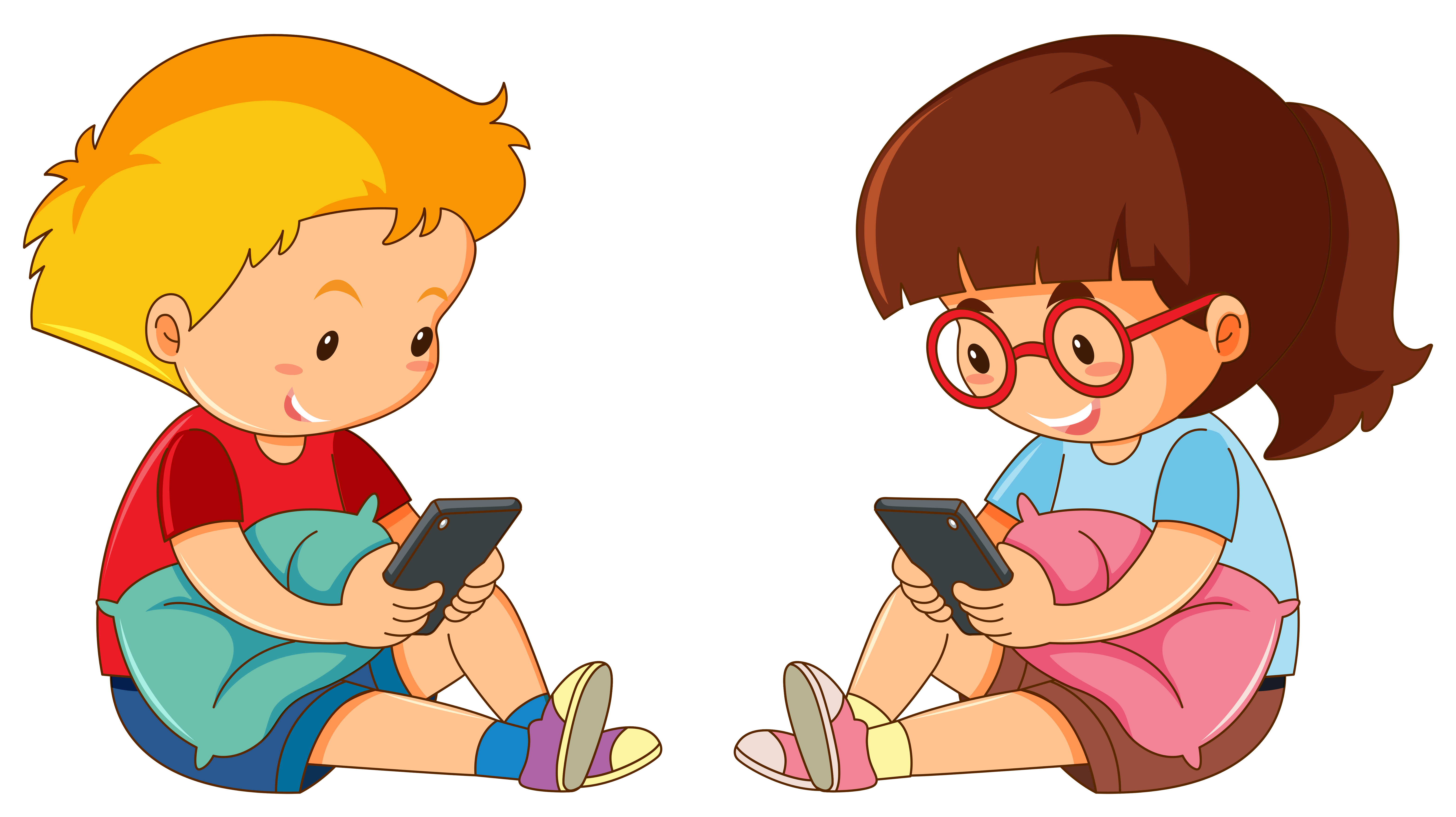 Enfants jouant au téléphone portable 432957 Art vectoriel chez Vecteezy