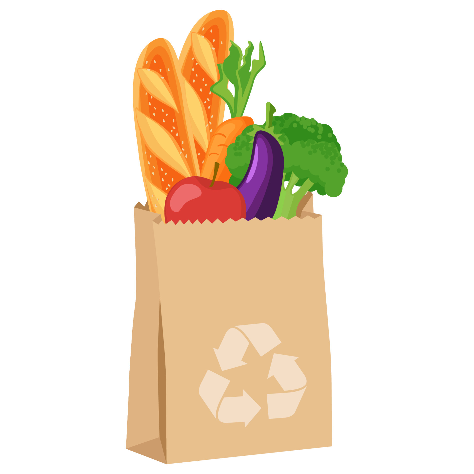ensemble de légumes avec illustration vectorielle de sacs