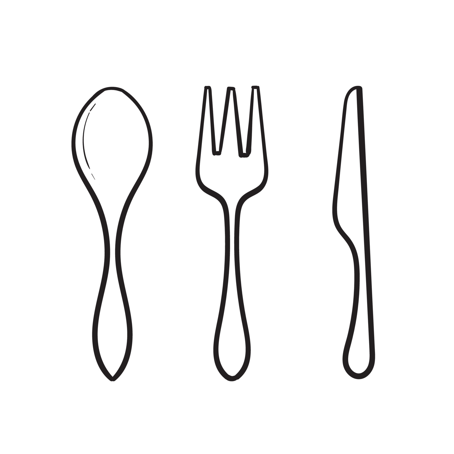 Illustration Vectorielle Simple Fourchette Dessin à La Main Style Doodle Et  Croquis
