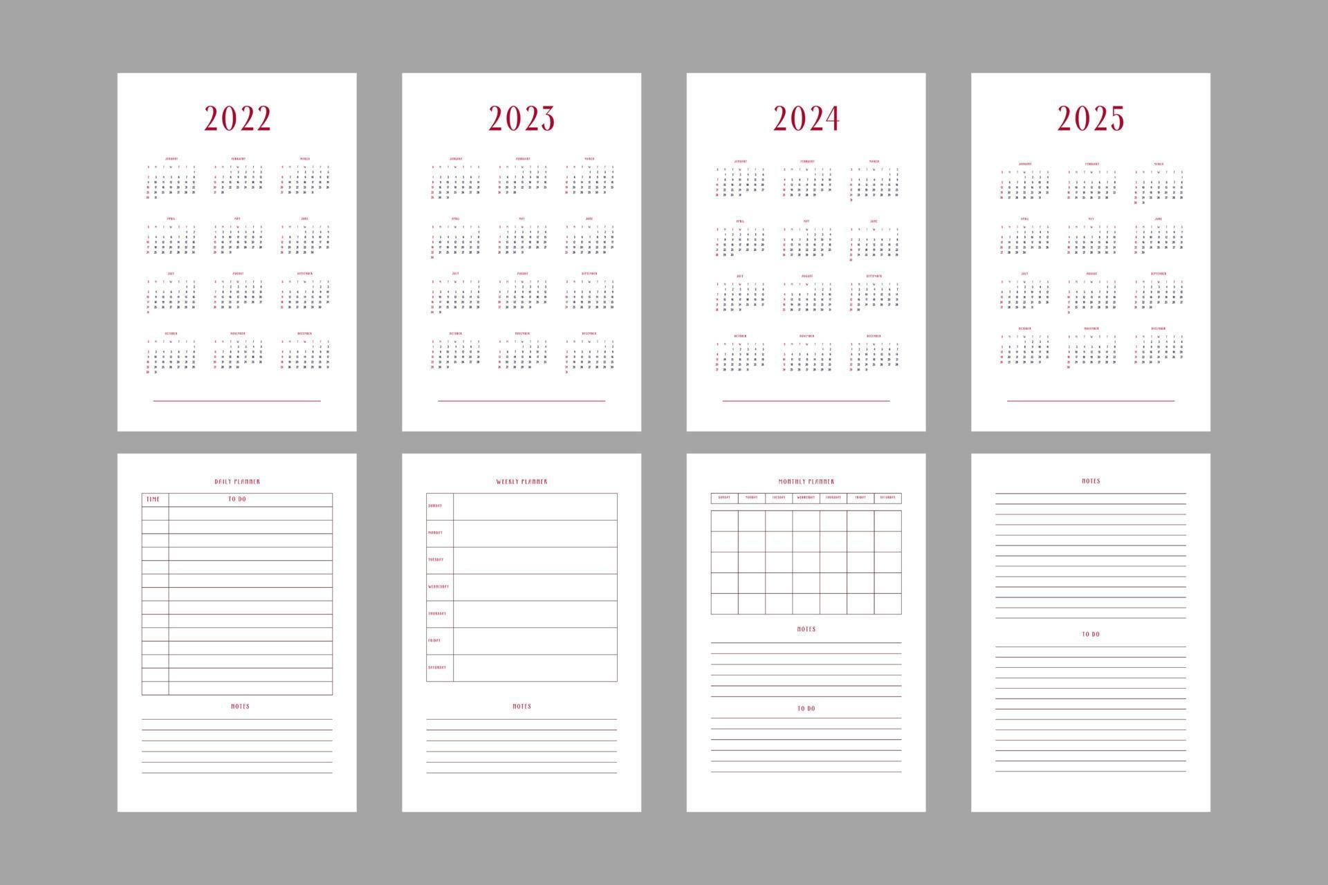 Calendrier 2022 et modèle d'agenda de planificateur personnel