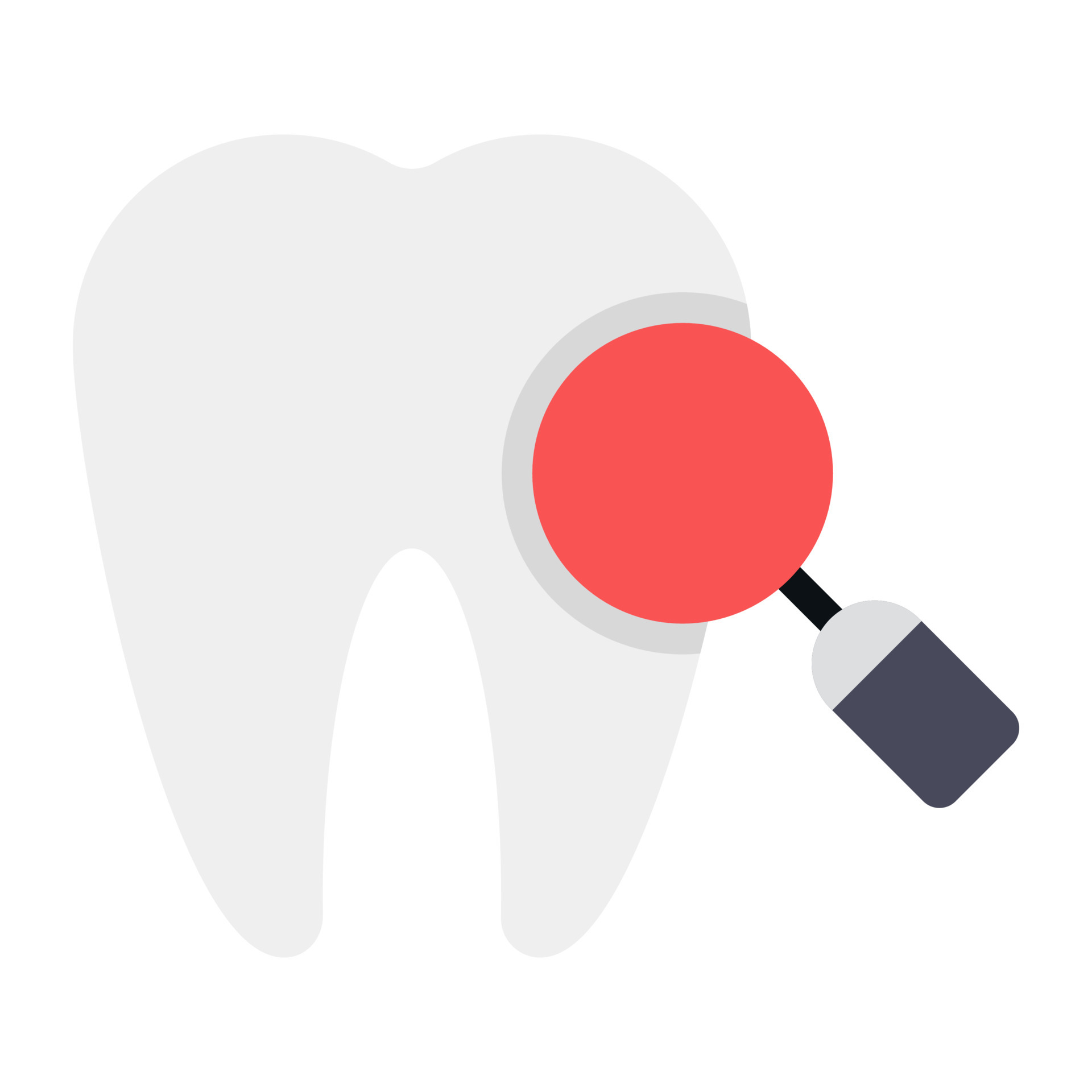 Illustration D'icône Vectorielle Réaliste Clinique Dentaire Dent Cassée  Avec Loupe