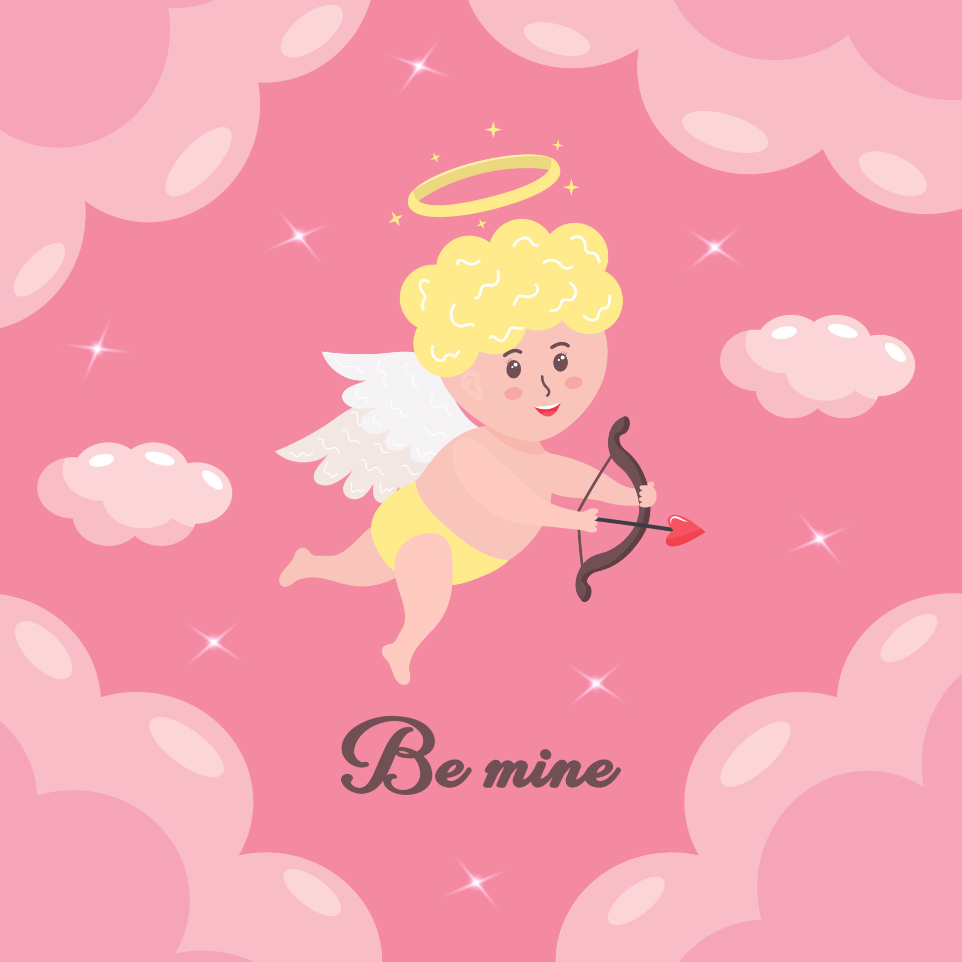 Cupidon Noir Mignon Avec Illustration D'arc Et De Flèche