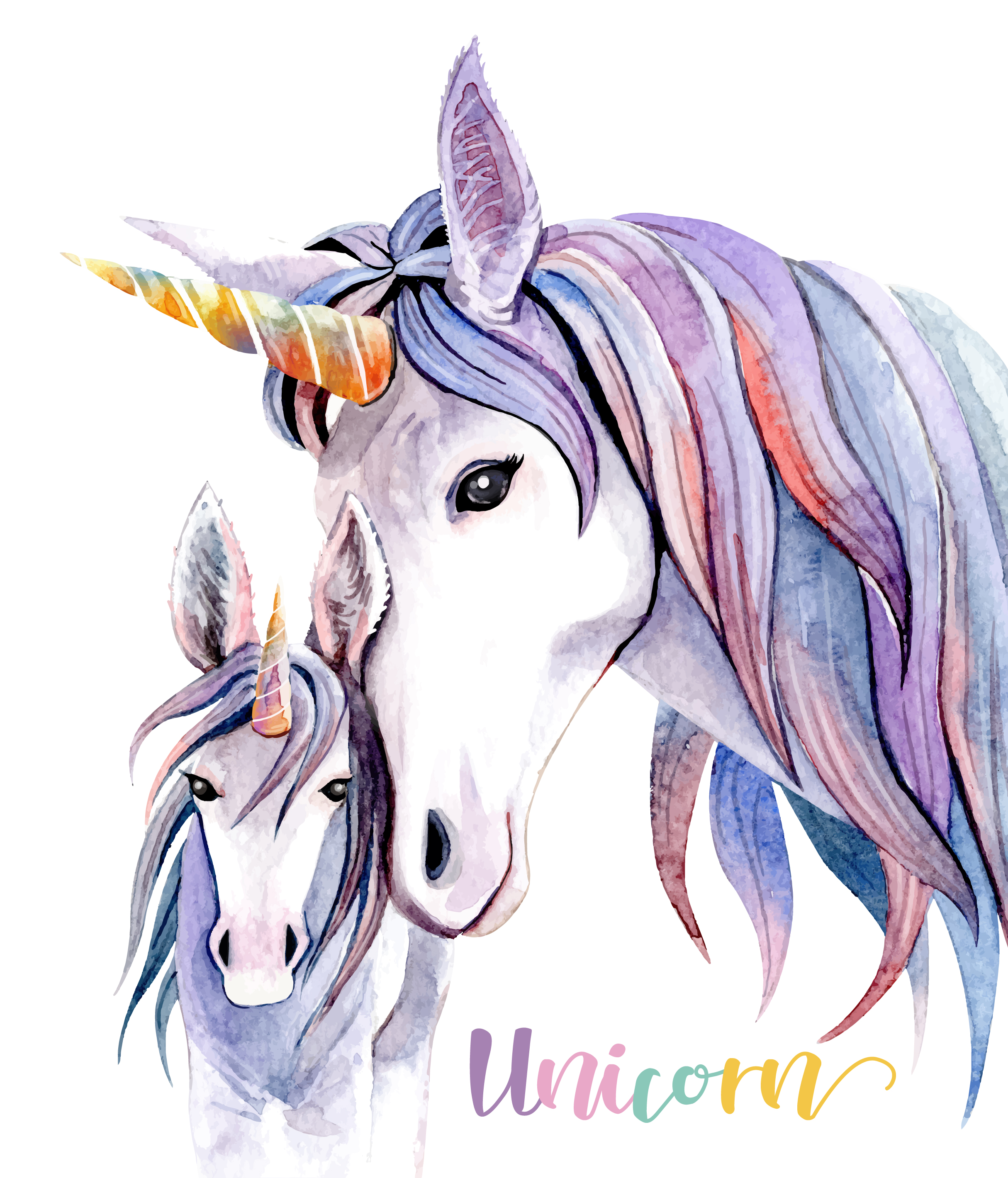 Illustration Aquarelle Licorne Maman Et Licorne Bebe Telecharger Vectoriel Gratuit Clipart Graphique Vecteur Dessins Et Pictogramme Gratuit