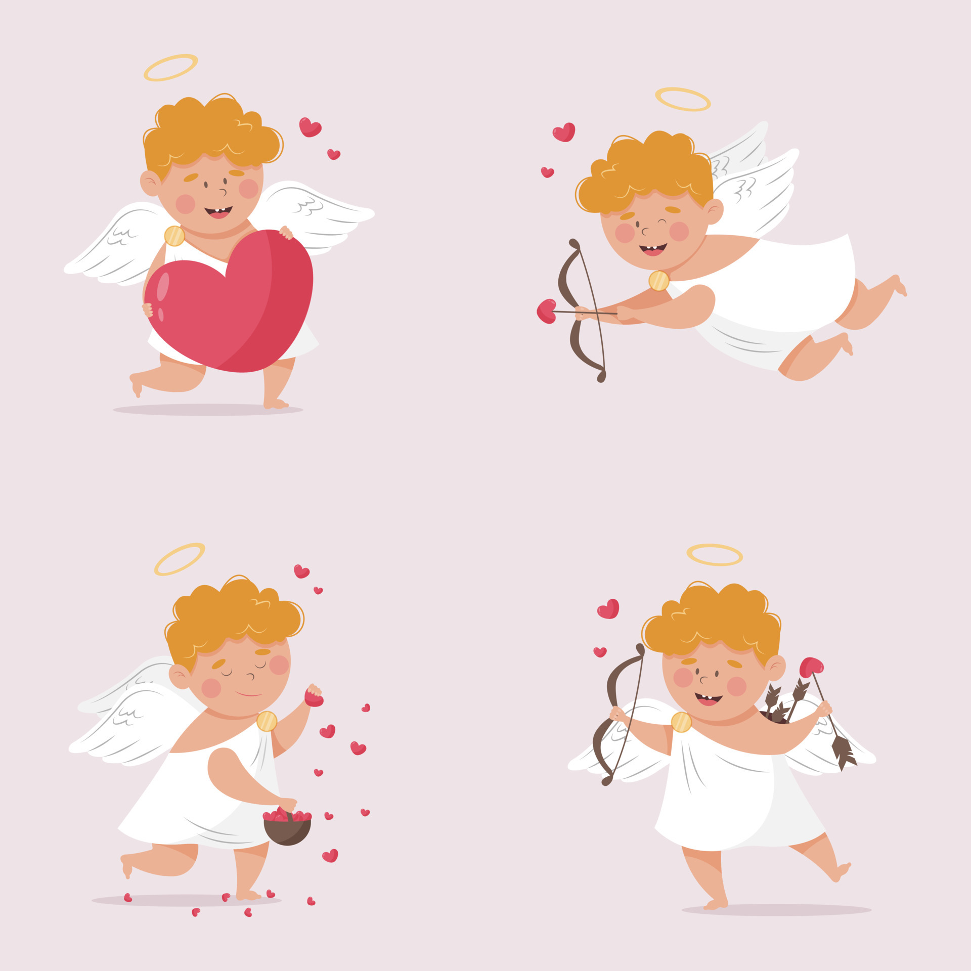 Arc Et Flèche De Cupidon Avec Symbole De Coeur Dans Un Style Plat