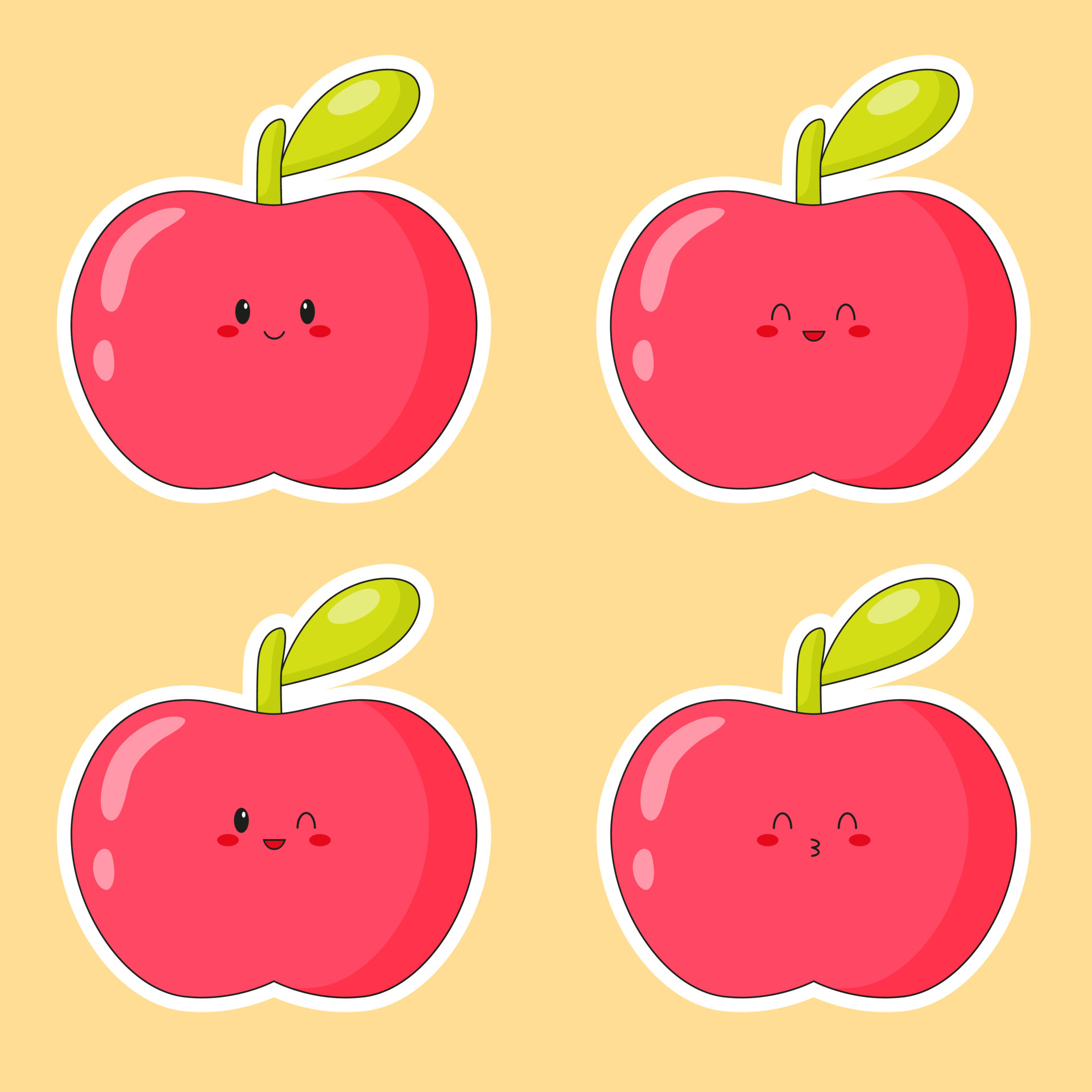 Pomme Kawaii' Autocollant | Spreadshirt