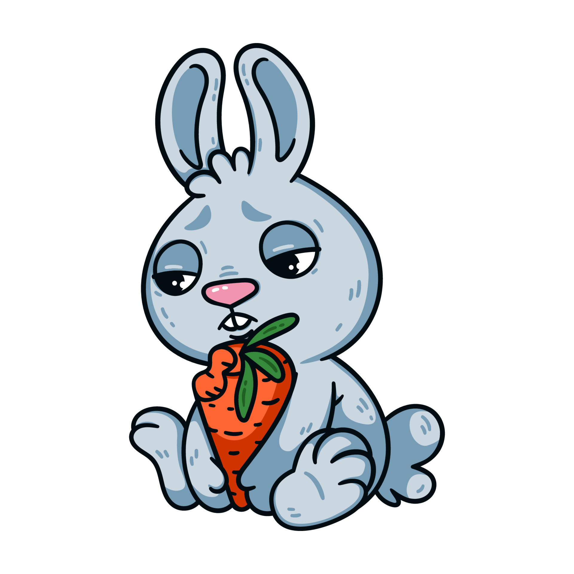 lapin blanc avec une carotte épaisse - Pâques - Lapin de Pâques