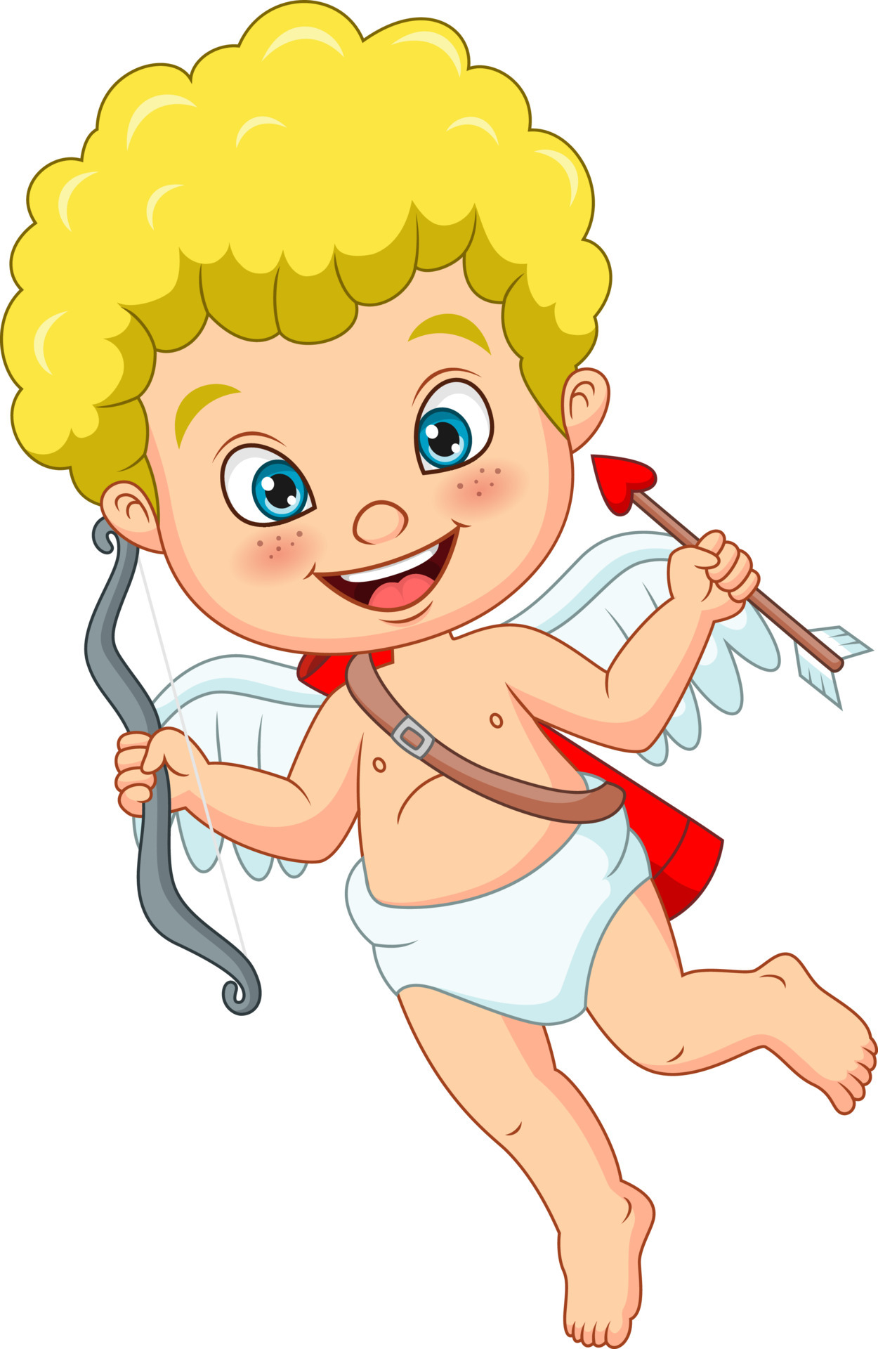 Cupidon Mignon Avec Arc Et Flèche. Personnage De Dessin Animé De