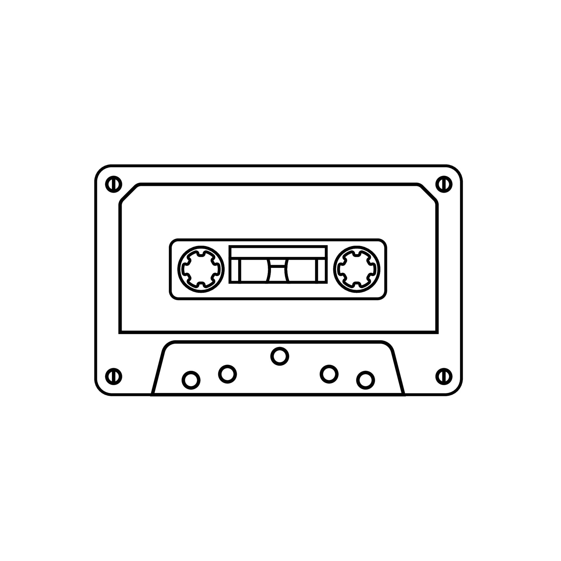 icône de cassette dans le style de contour sur fond blanc adapté à