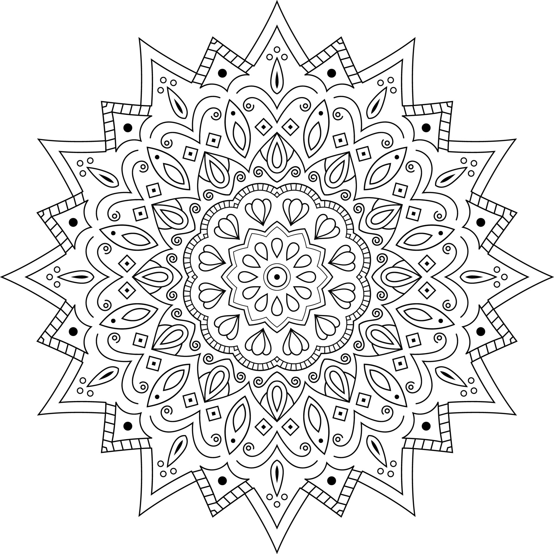 Coloriage Pour Adultes Coloriage Mandala Floral Coloriage Mandala  Circulaire