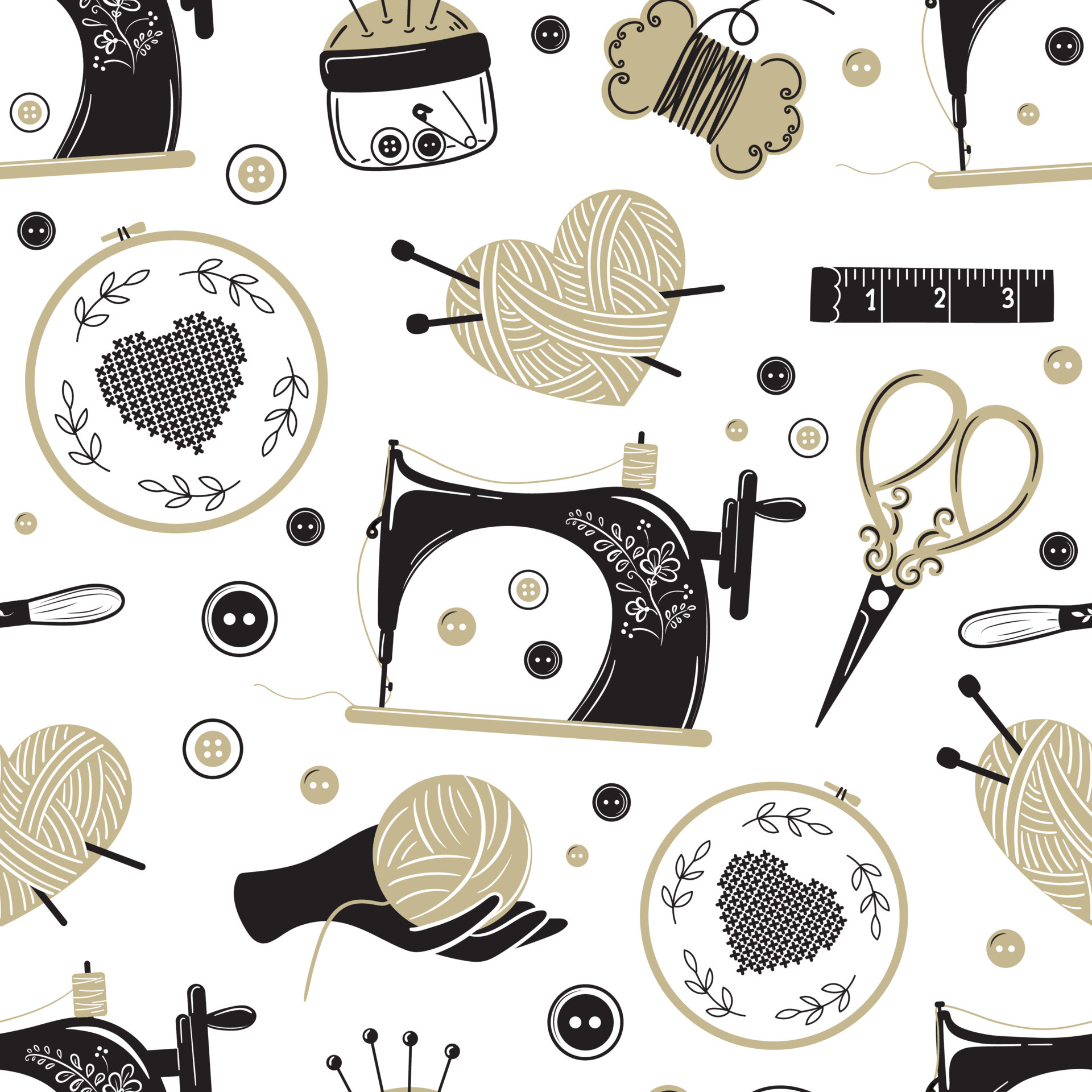 Vector Set D'outils De Couture Et De Tricot Dessinés À La Main Très  Détaillées. Collection Vintage Des Signes. Clip Art Libres De Droits, Svg,  Vecteurs Et Illustration. Image 43333491