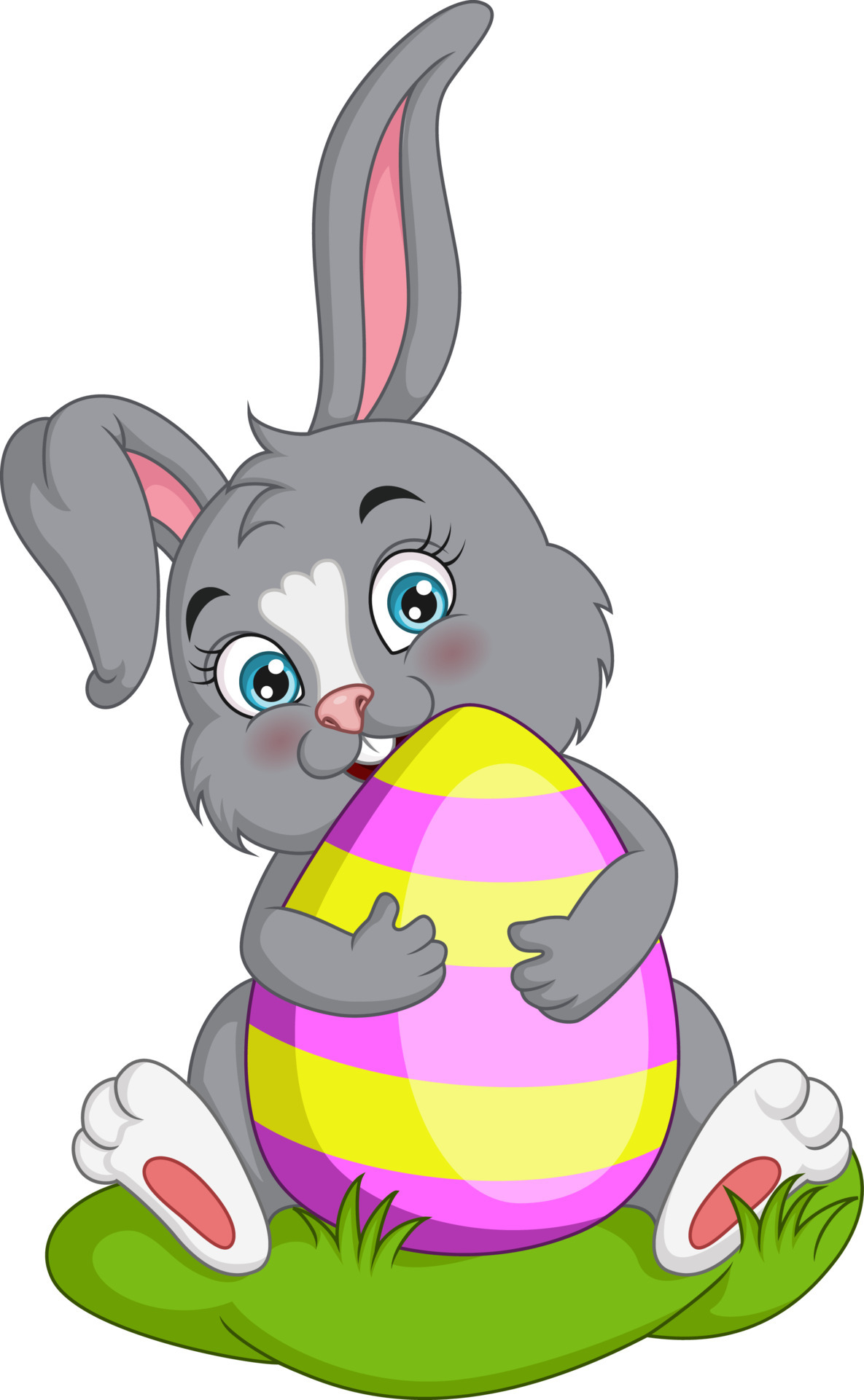 dessin animé bébé garçon portant un costume de lapin de pâques tenant un  oeuf de pâques 8386703 Art vectoriel chez Vecteezy
