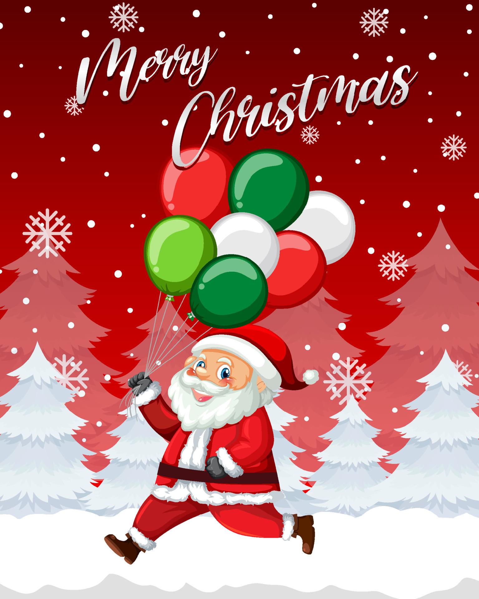 Joyeux Noël avec Père Noël en ballon 433965 Art vectoriel chez