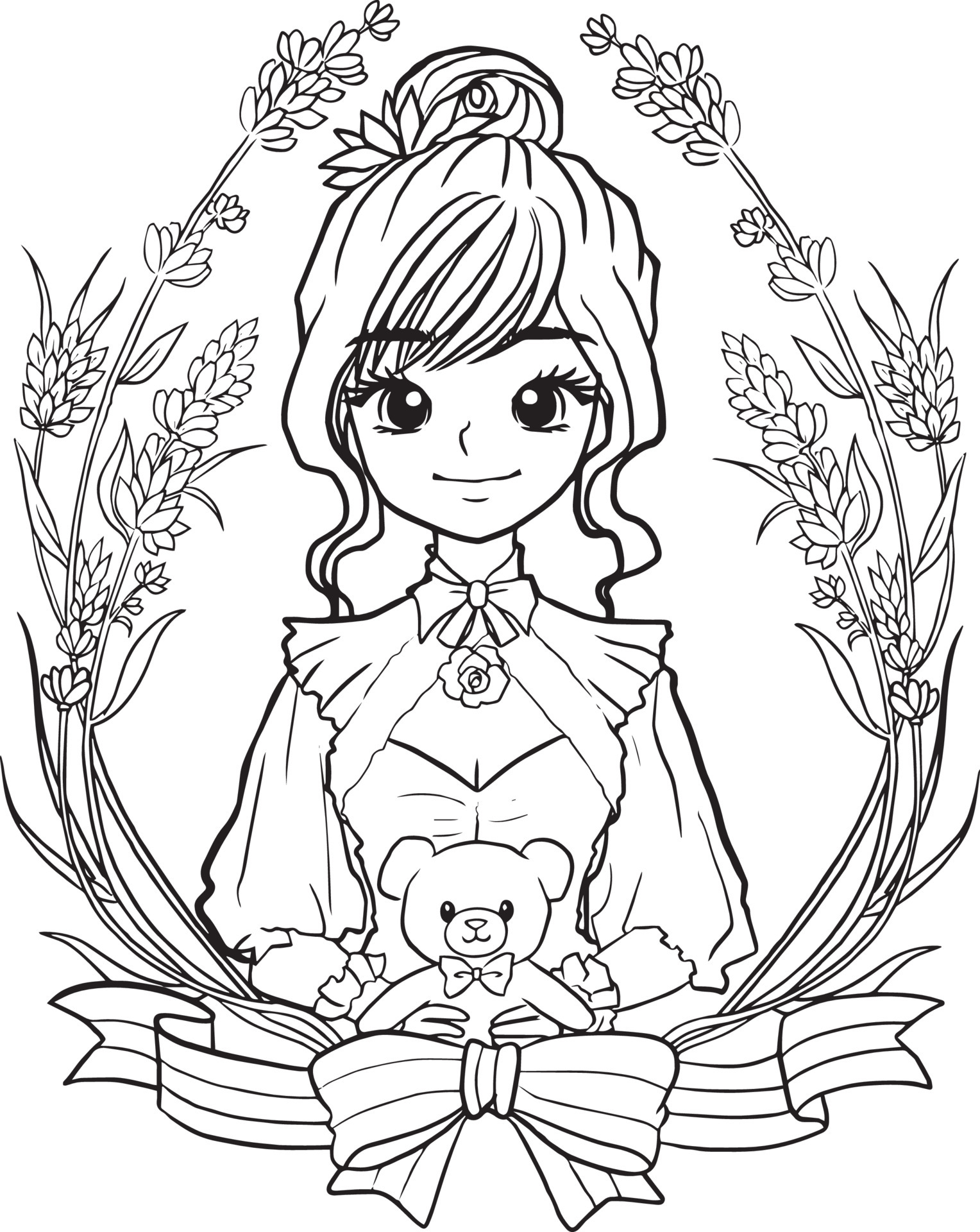 coloriage fille kawaii anime mignon dessin animé illustration clipart  dessin adorable manga téléchargement gratuit 9210248 Art vectoriel chez  Vecteezy