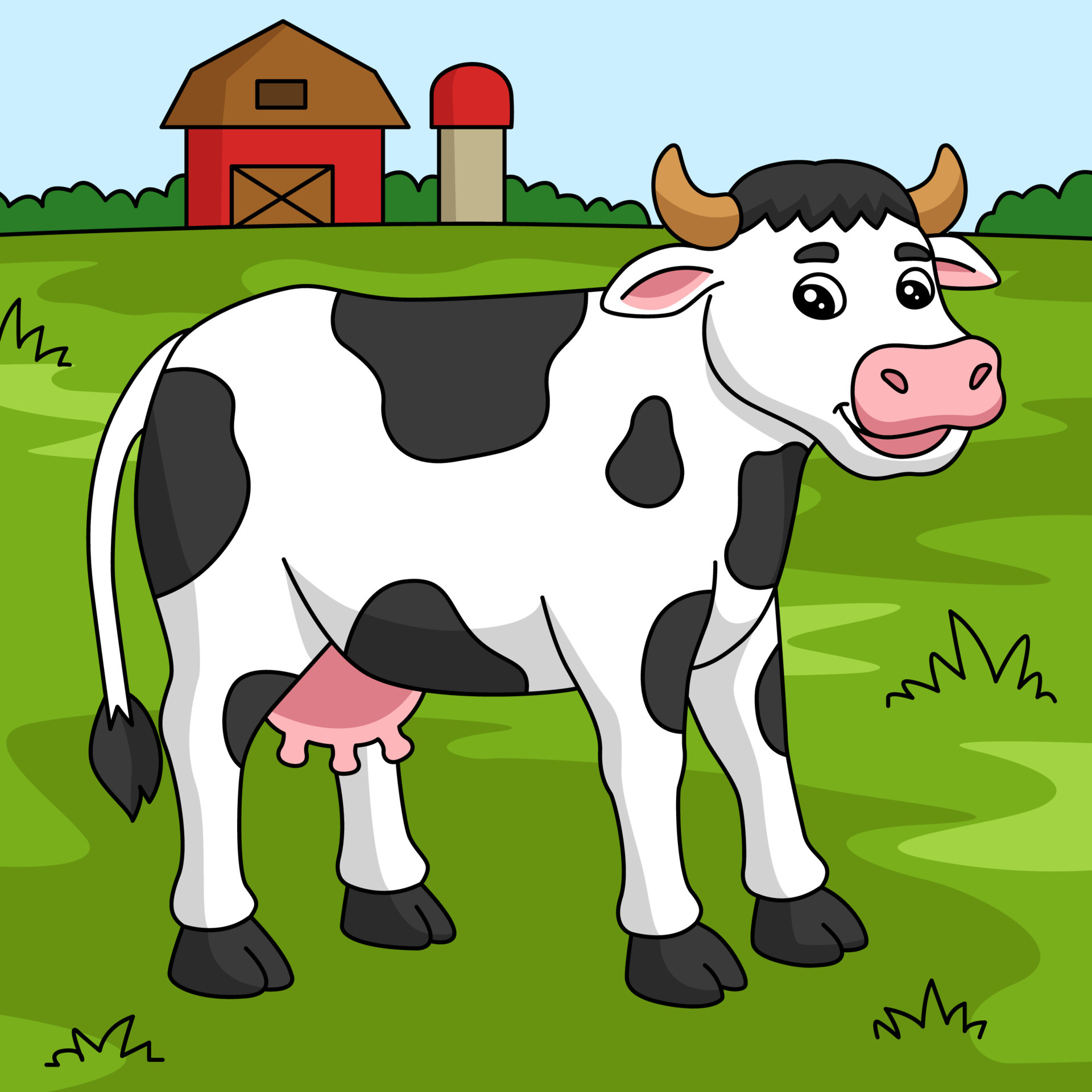 illustration d'animal coloré de dessin animé de vache 6325634 Art vectoriel  chez Vecteezy