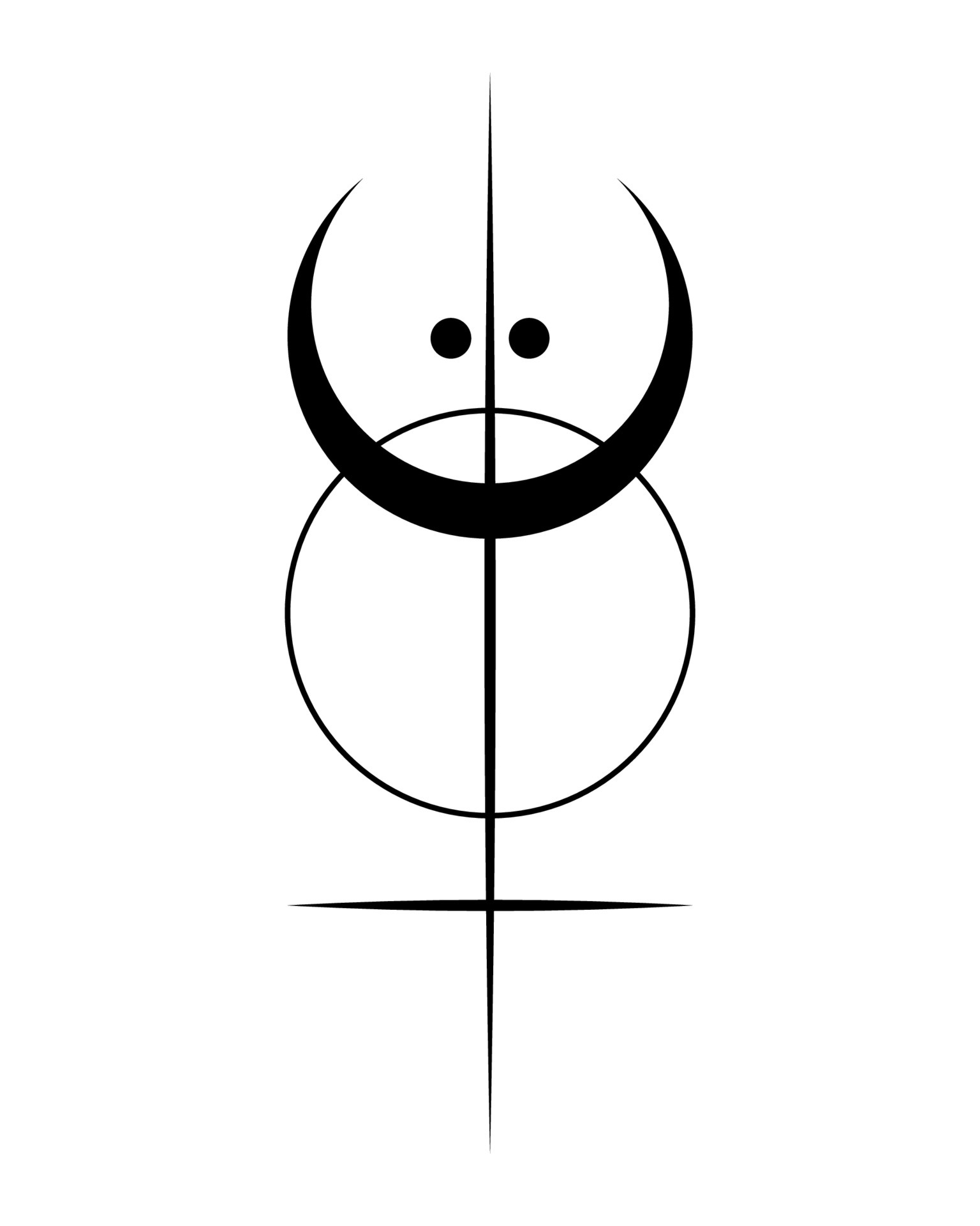 géométrie sacrée, logo de tatouage noir avec soleil, croissant de lune,  croix ésotérique alchimique, talisman céleste magique mystique.  illustration de vecteur d'objet d'occultisme spirituel isolé sur fond blanc  6457792 Art vectoriel chez