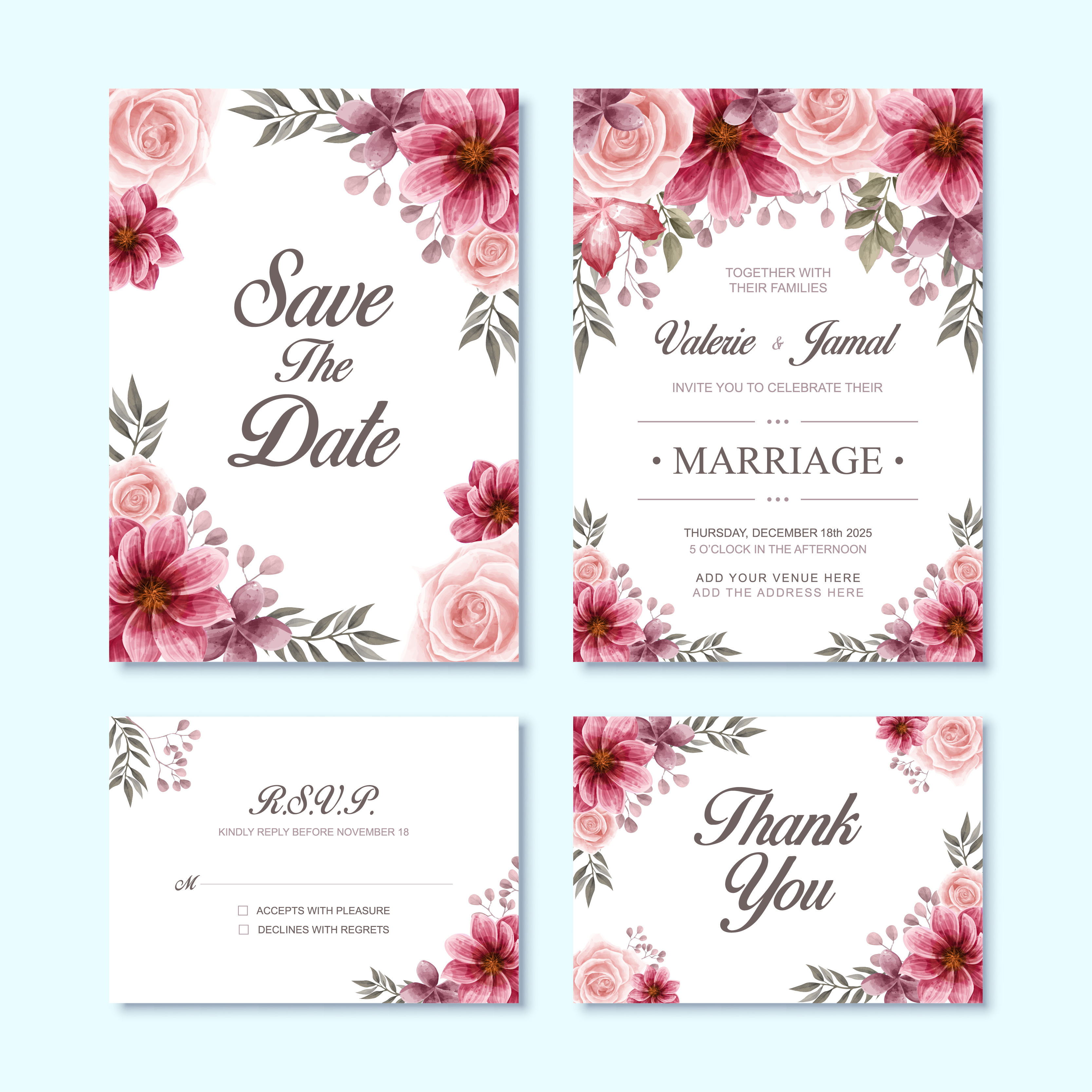 Cartes d'invitation de mariage rouge de luxe