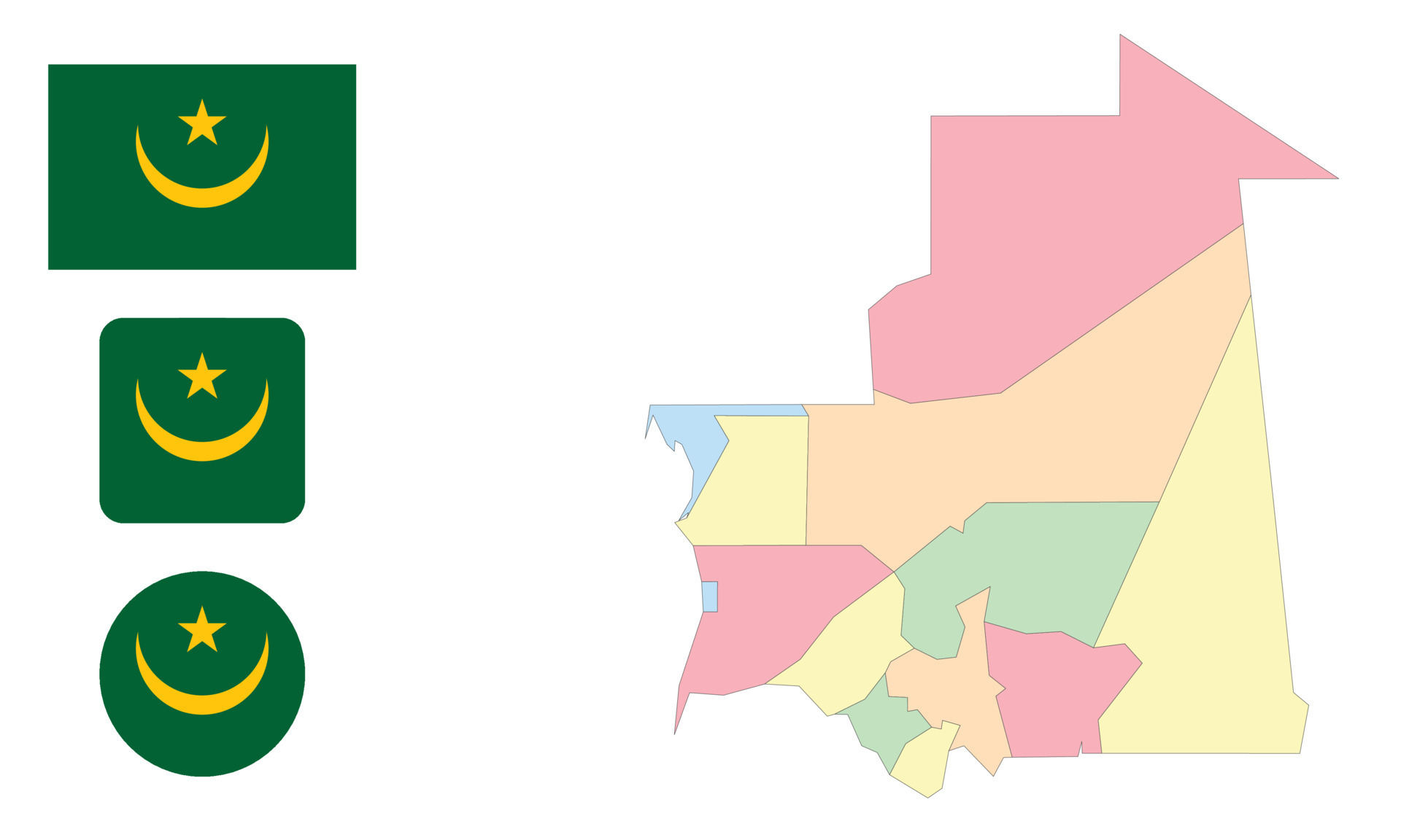 mauritanie carte drapeau jeu d'icônes 7886173 Art vectoriel chez Vecteezy