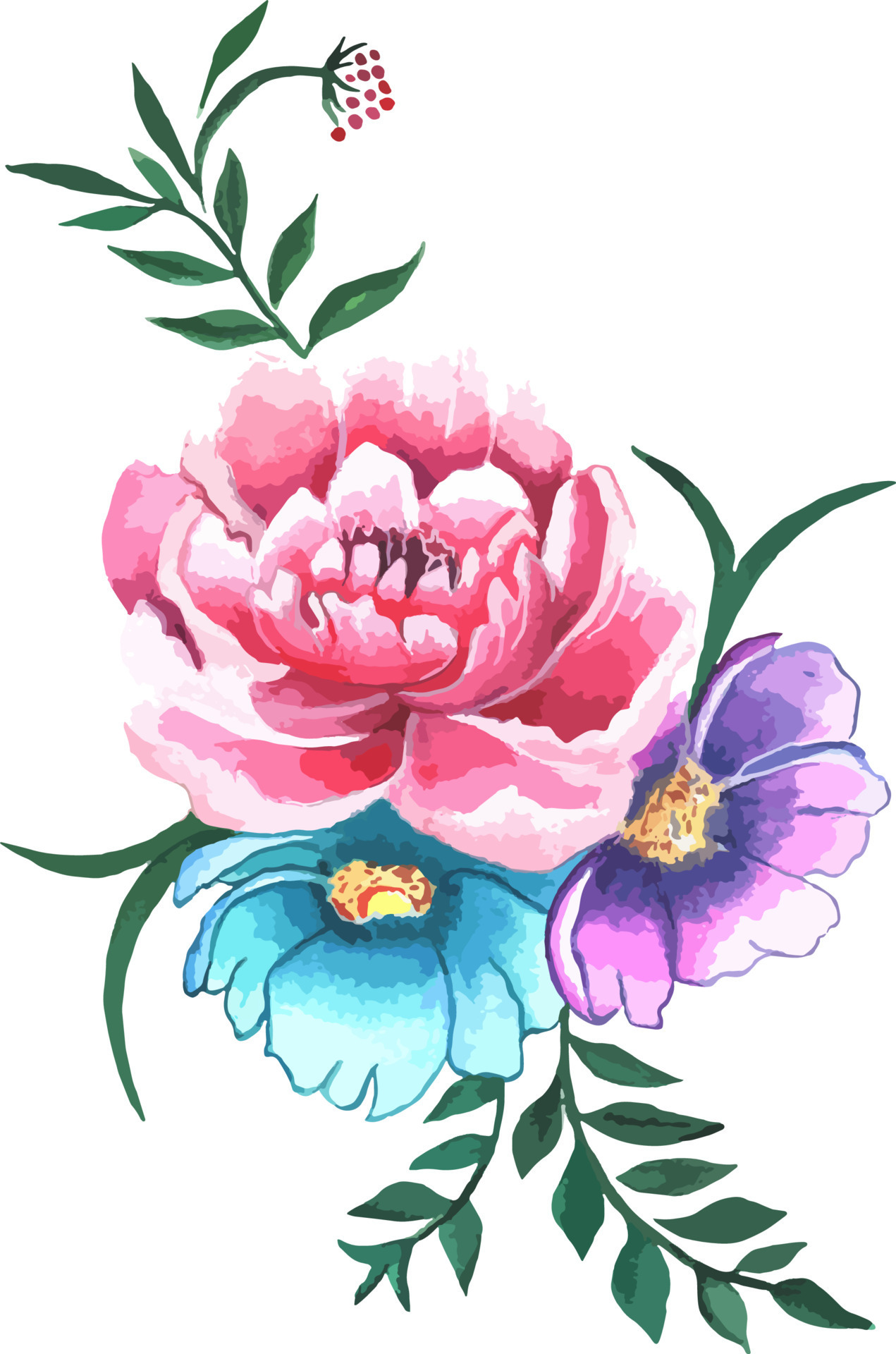 bouquet de fleurs à l'aquarelle avec pivoines et anémones bleues et  violettes. compositions florales colorées 8237946 - Telecharger Vectoriel  Gratuit, Clipart Graphique, Vecteur Dessins et Pictogramme Gratuit